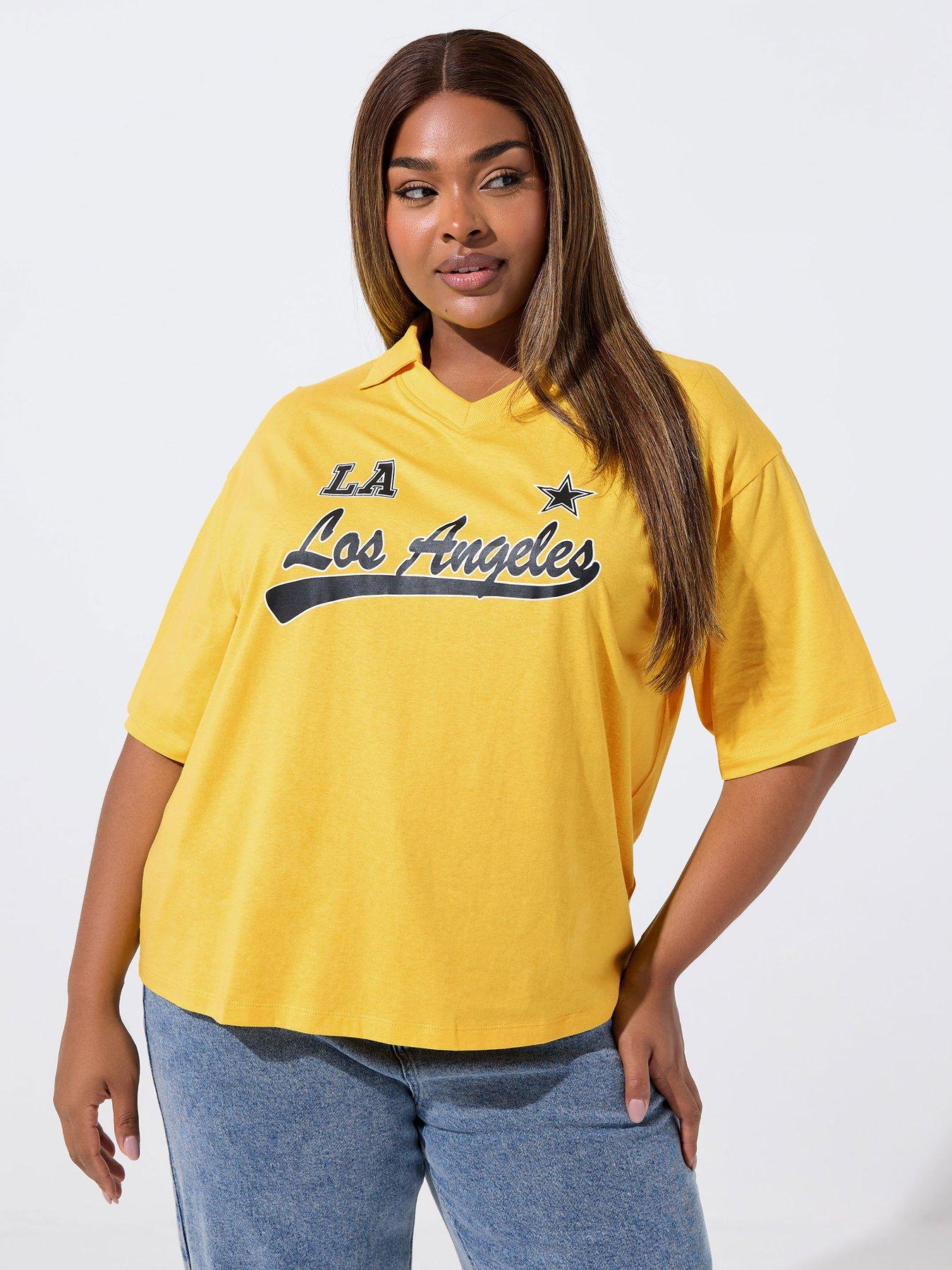 yours-curve-rugby-collar-varsity-t-shirt-yellow