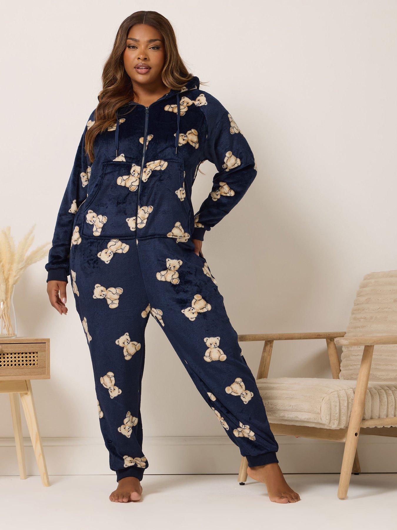 Yours Curve Teddy Bear All-In-One - Blue