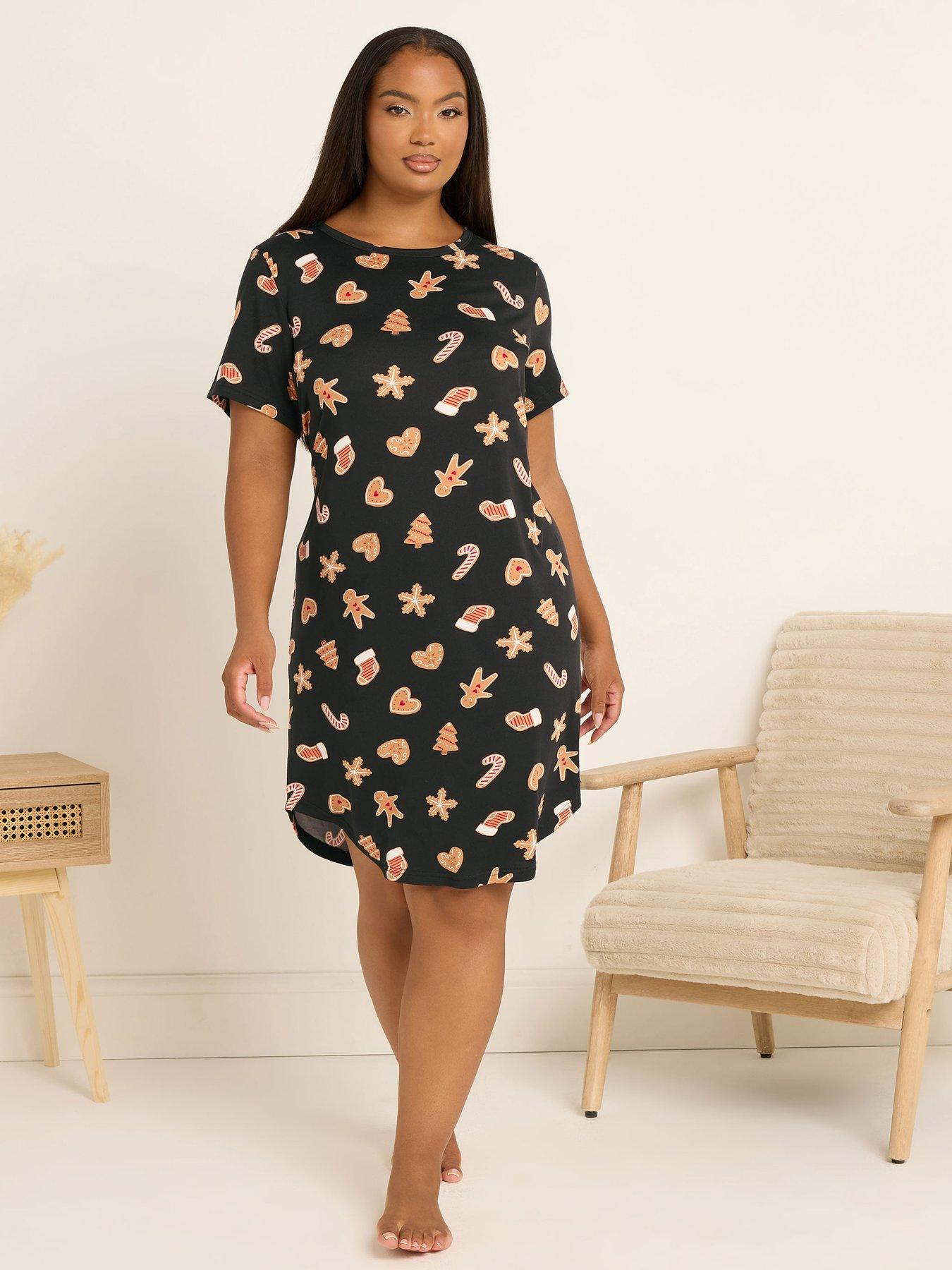 Image 3 of 4 of Yours Curve Soft Touch Nightdress - Black