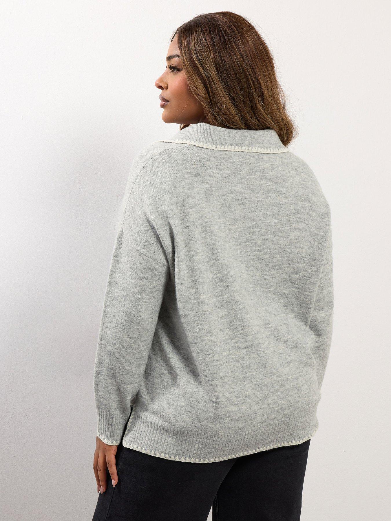 yours-curve-collared-tipped-jumper-greystillFront