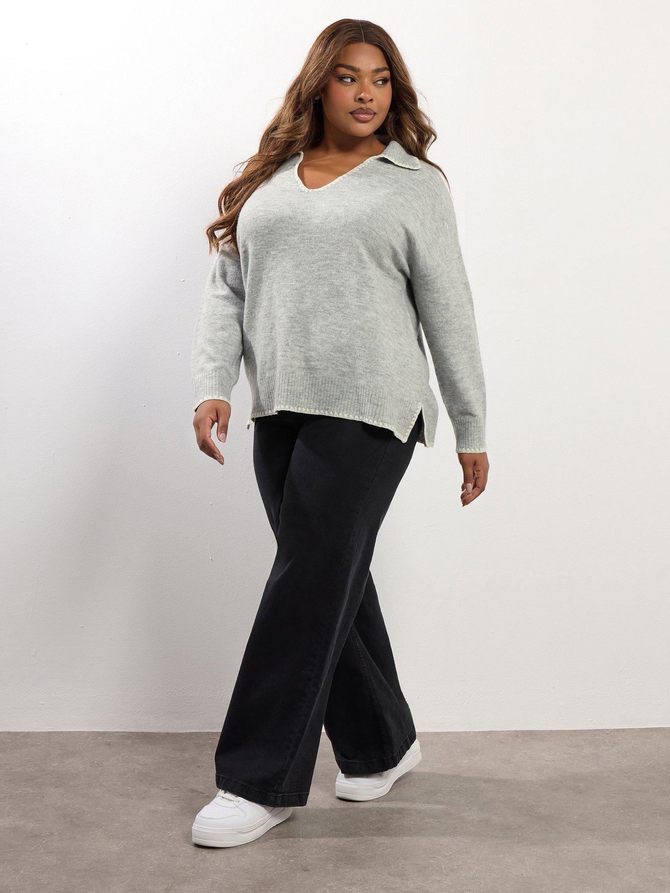 yours-curve-collared-tipped-jumper-greyback