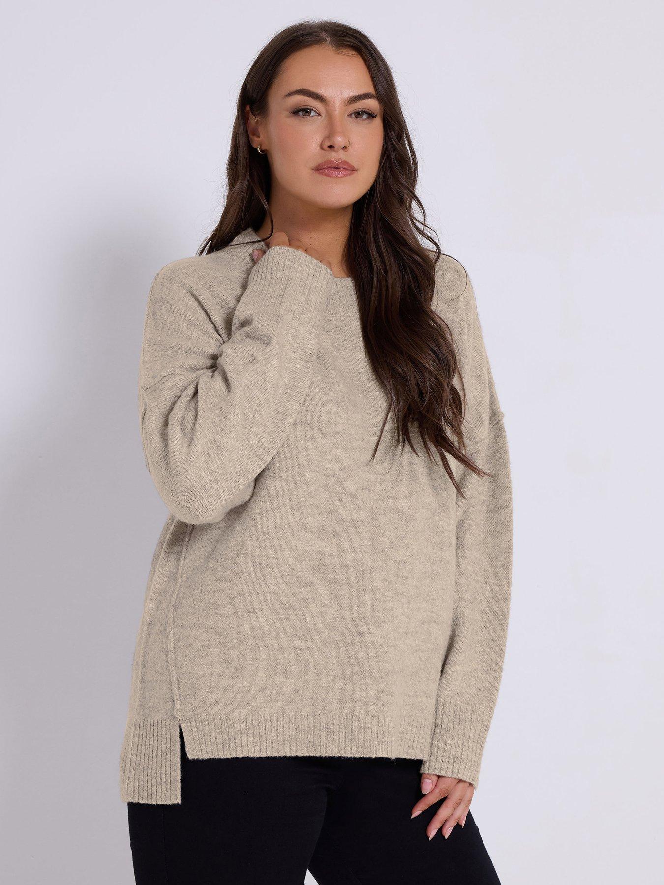 Yours Curve Drop Shoulder Seam Detail Jumper - Natural