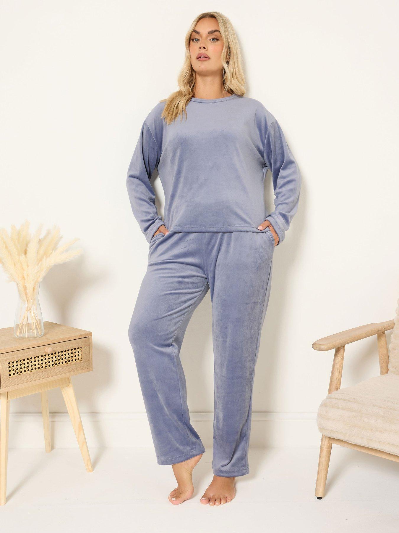 Image 1 of 4 of Yours Curve Super Luxe Pyjama Set - Blue