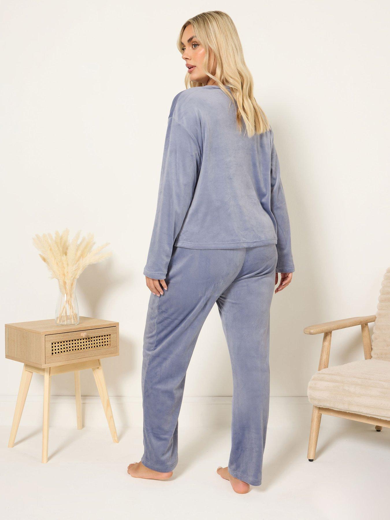 Image 2 of 4 of Yours Curve Super Luxe Pyjama Set - Blue