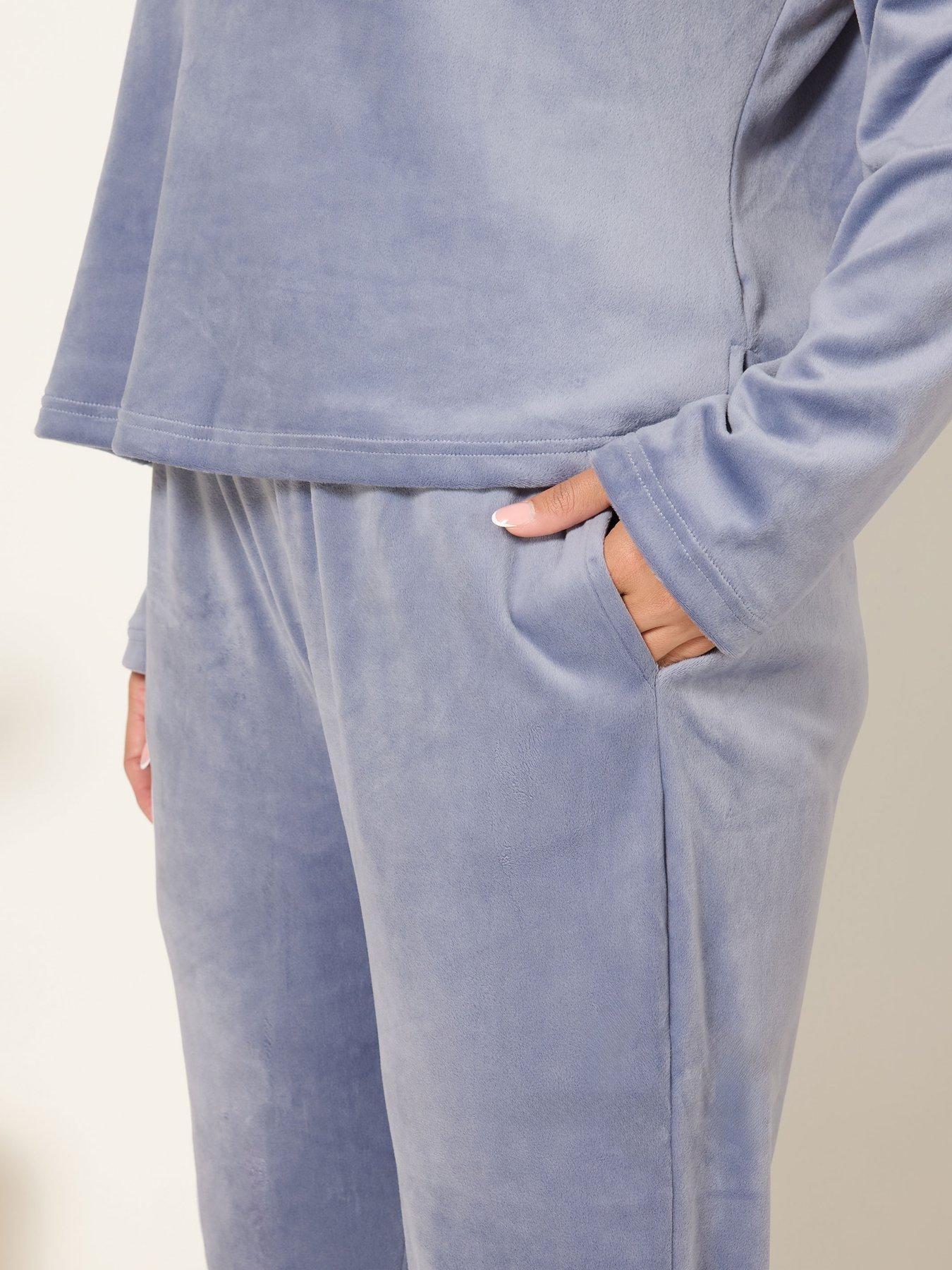 Image 4 of 4 of Yours Curve Super Luxe Pyjama Set - Blue