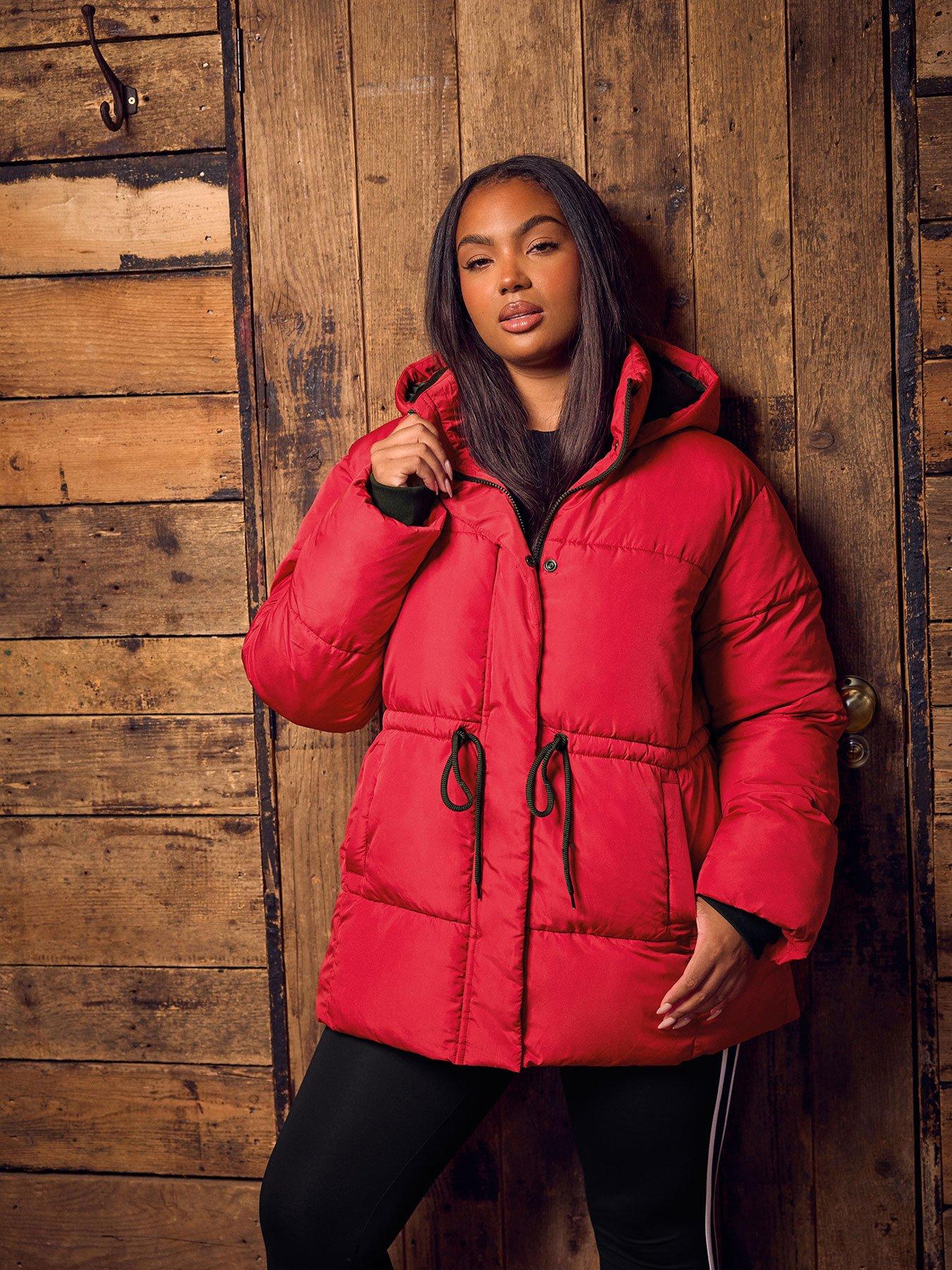 Yours Curve Padded Jacket - Red