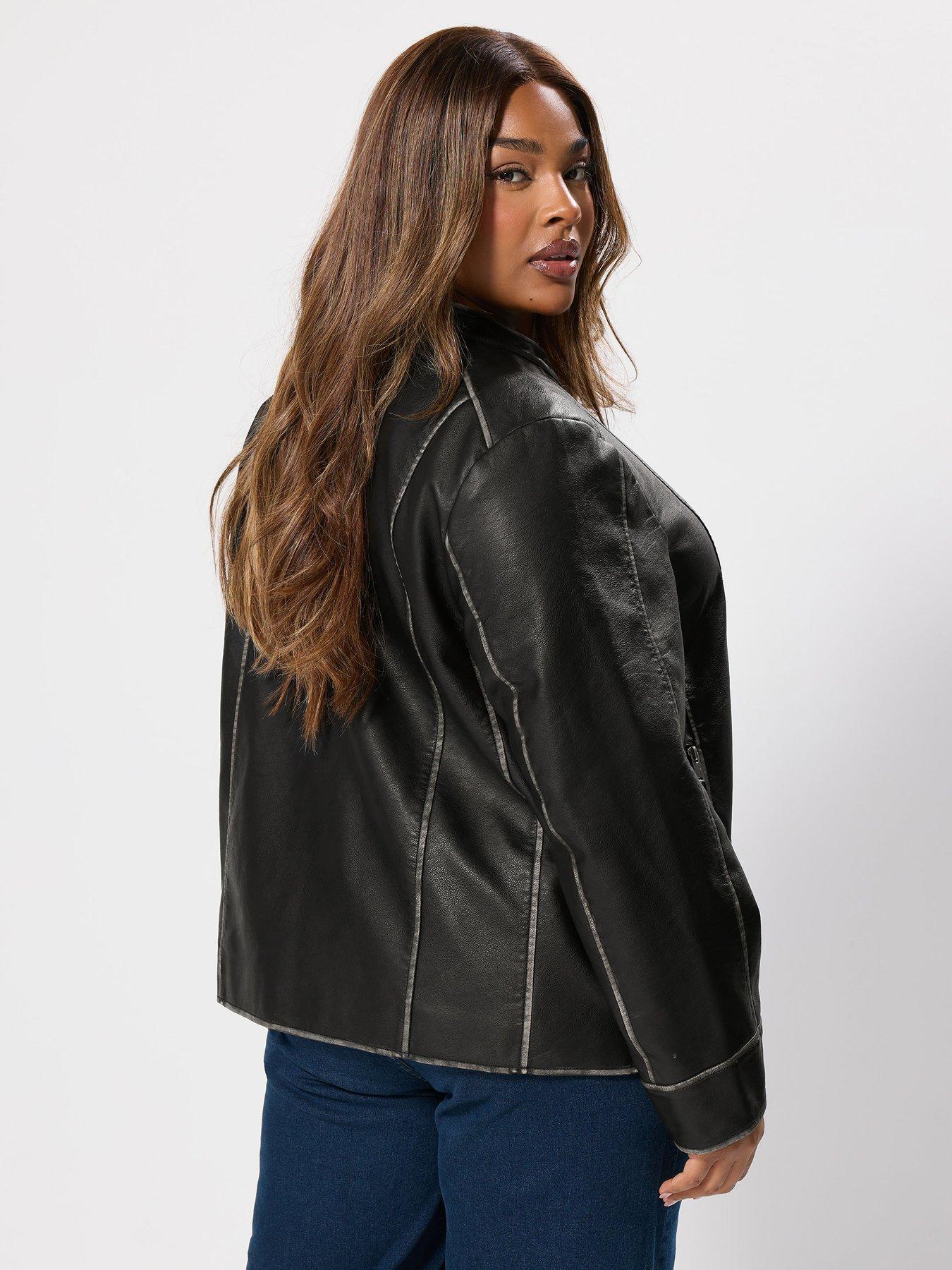 Image 2 of 4 of Yours Curve Pu Jacket - Grey