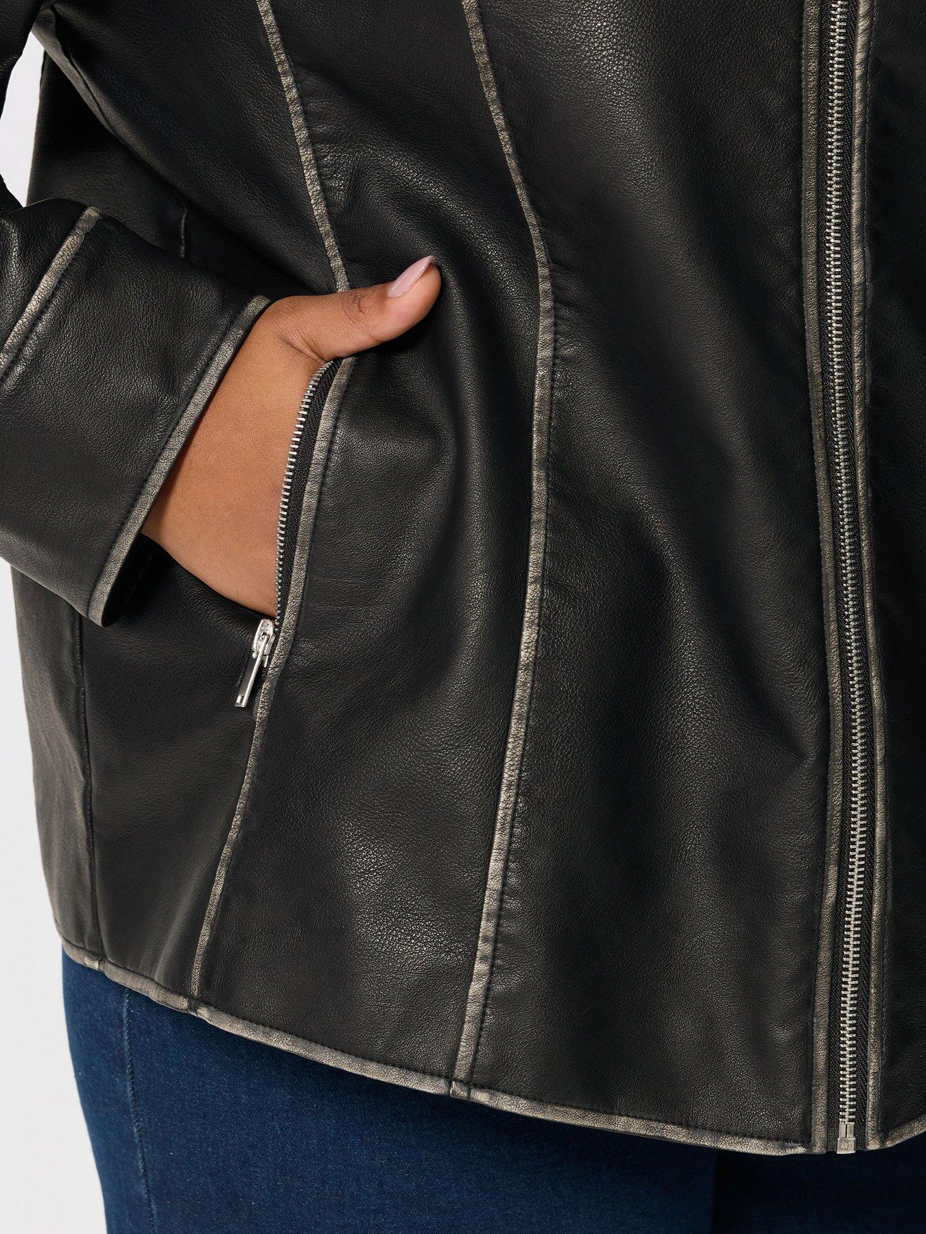 Image 4 of 4 of Yours Curve Pu Jacket - Grey