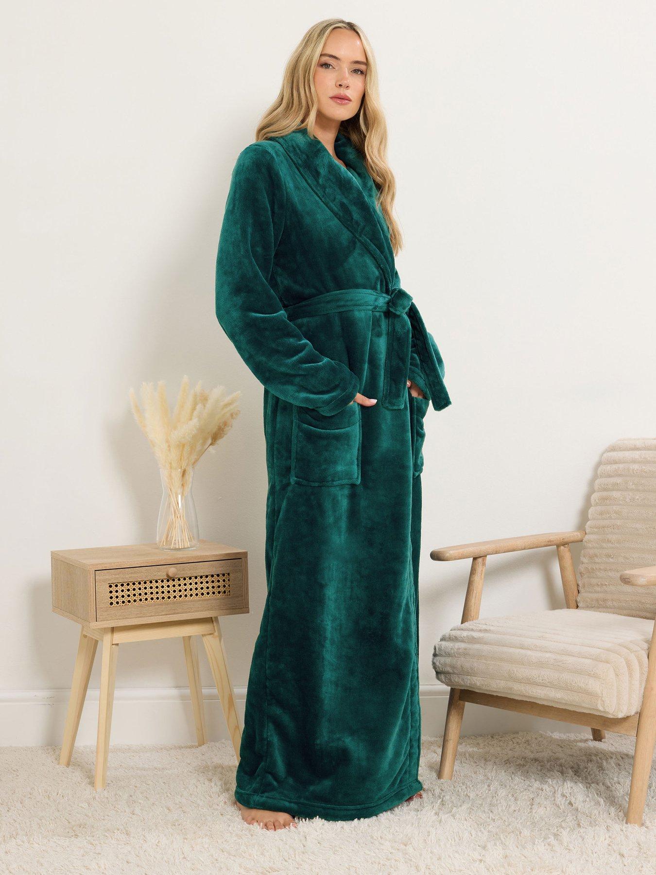Long Tall Sally Tall Super Luxe Shawl Maxi Robe - Green