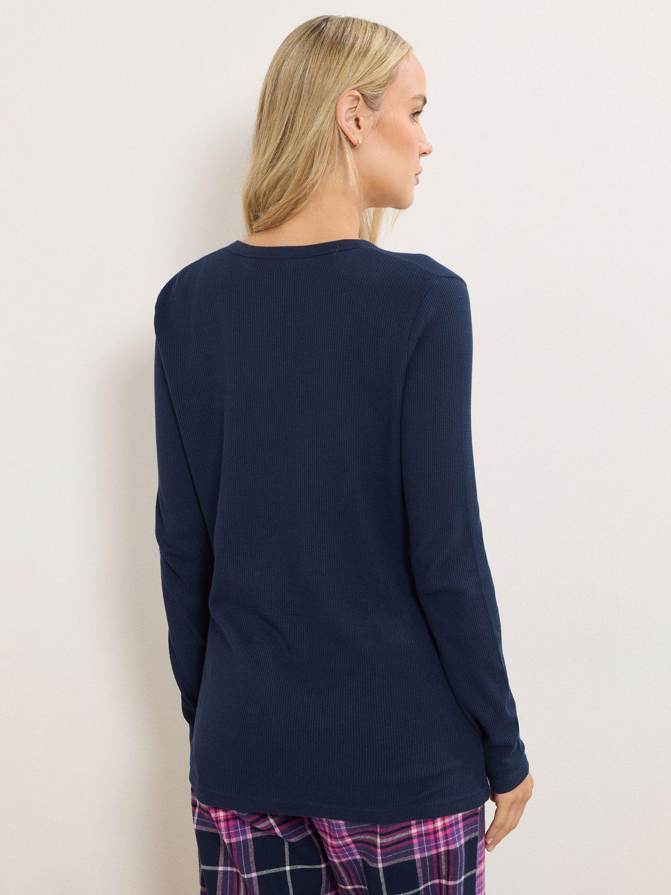 long-tall-sally-sleeve-waffle-pyjama-top-bluestillFront