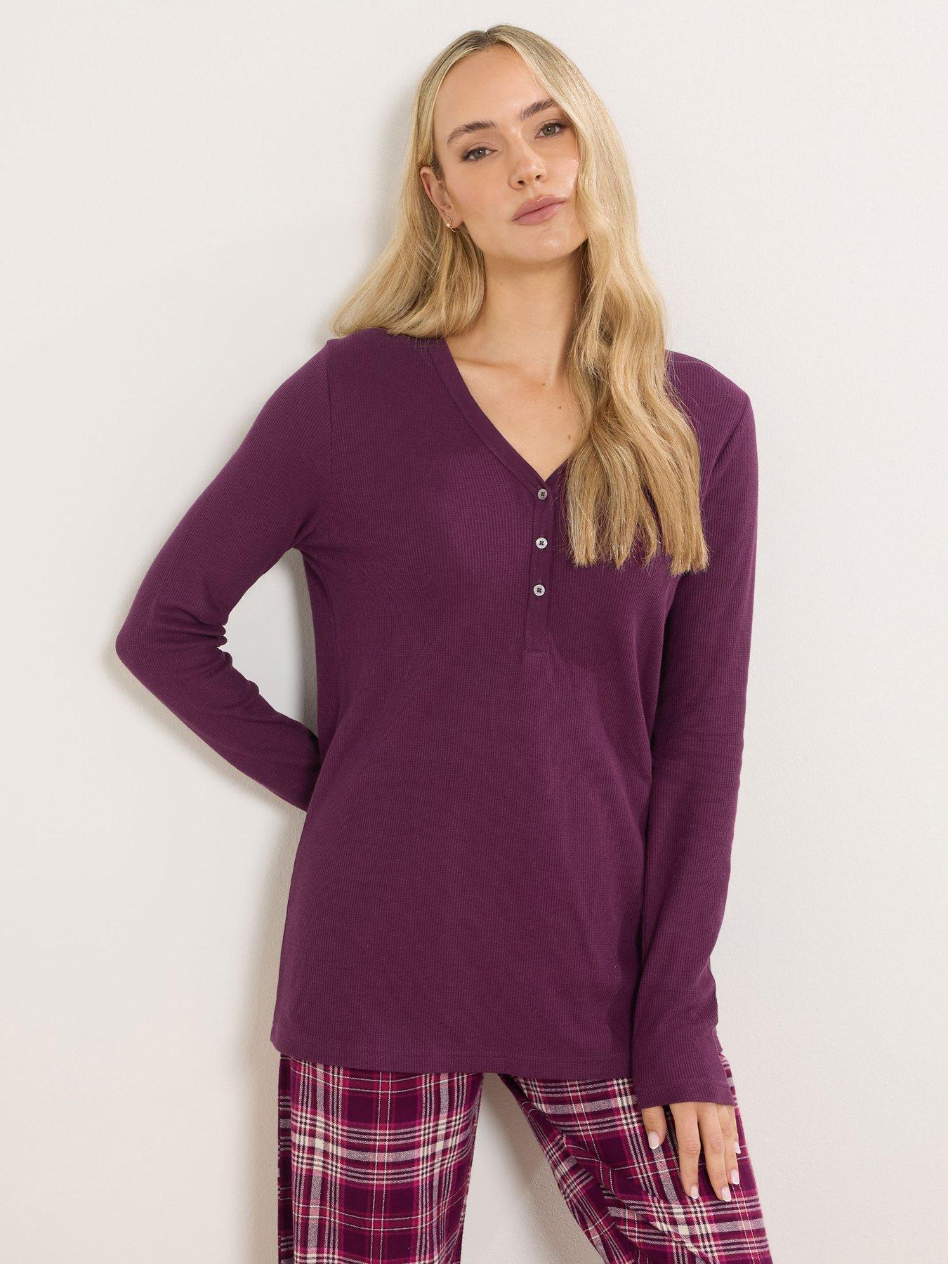 Long Tall Sally Sleeve Waffle Pj Top - Red