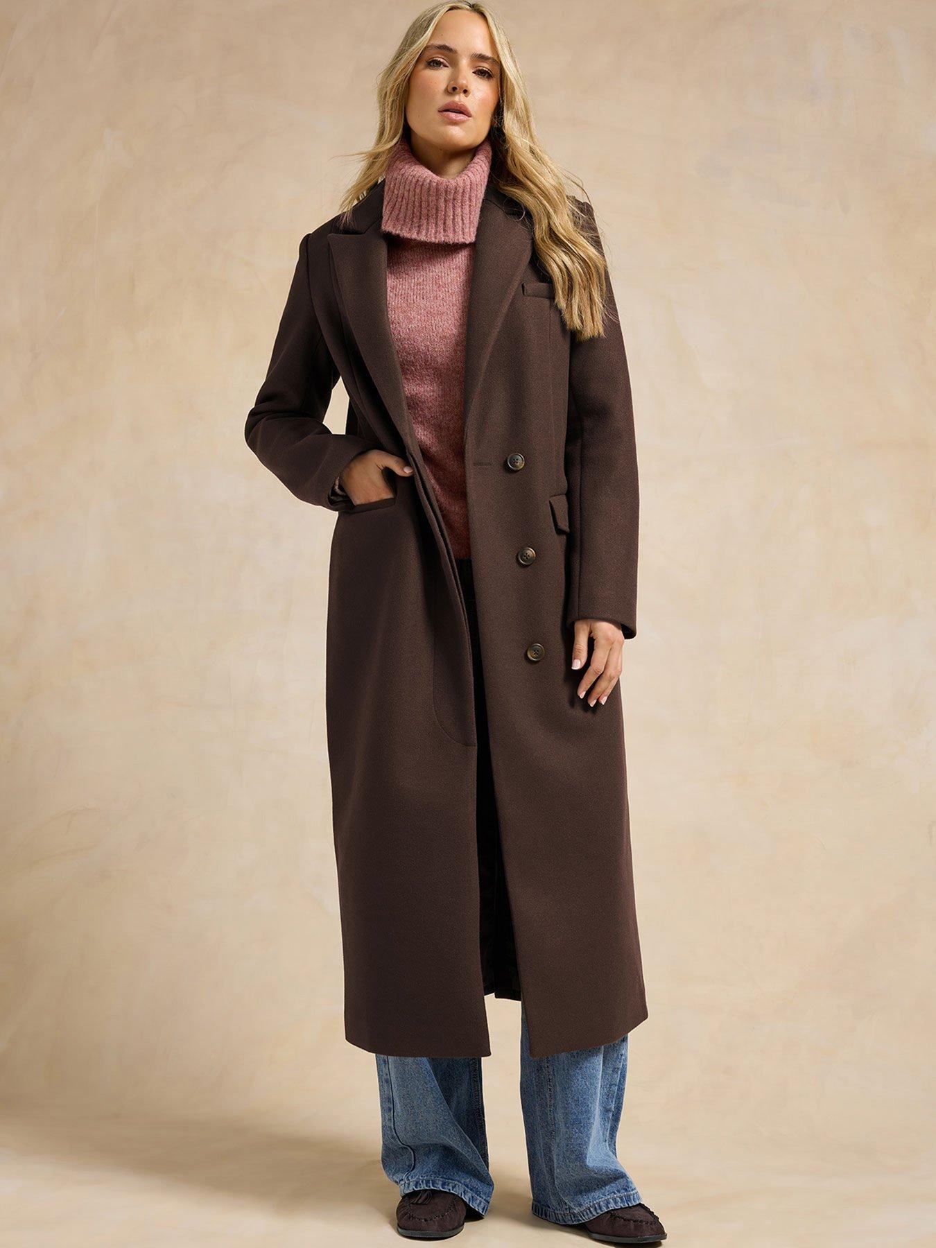 Image 1 of 4 of Long Tall Sally Longline Coat - Brown
