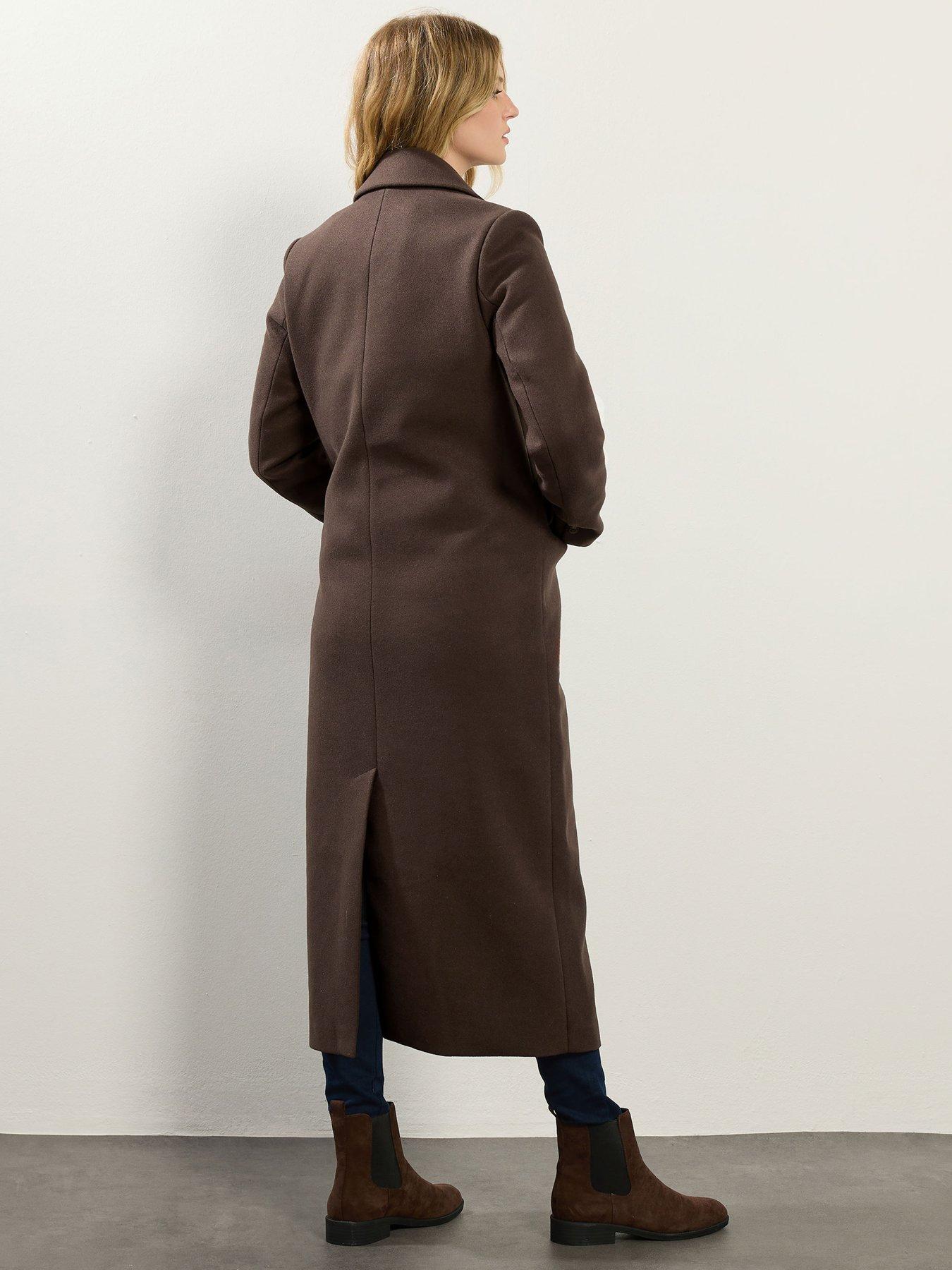 Image 2 of 4 of Long Tall Sally Longline Coat - Brown