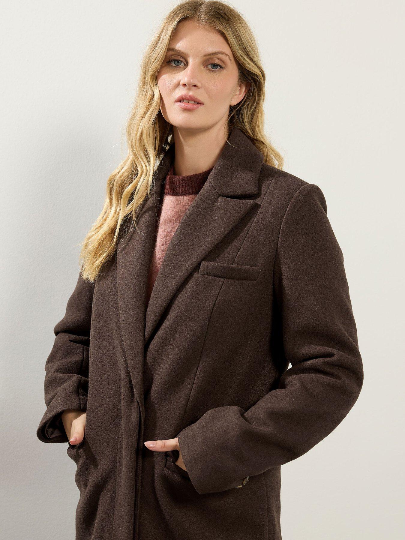 Image 4 of 4 of Long Tall Sally Longline Coat - Brown