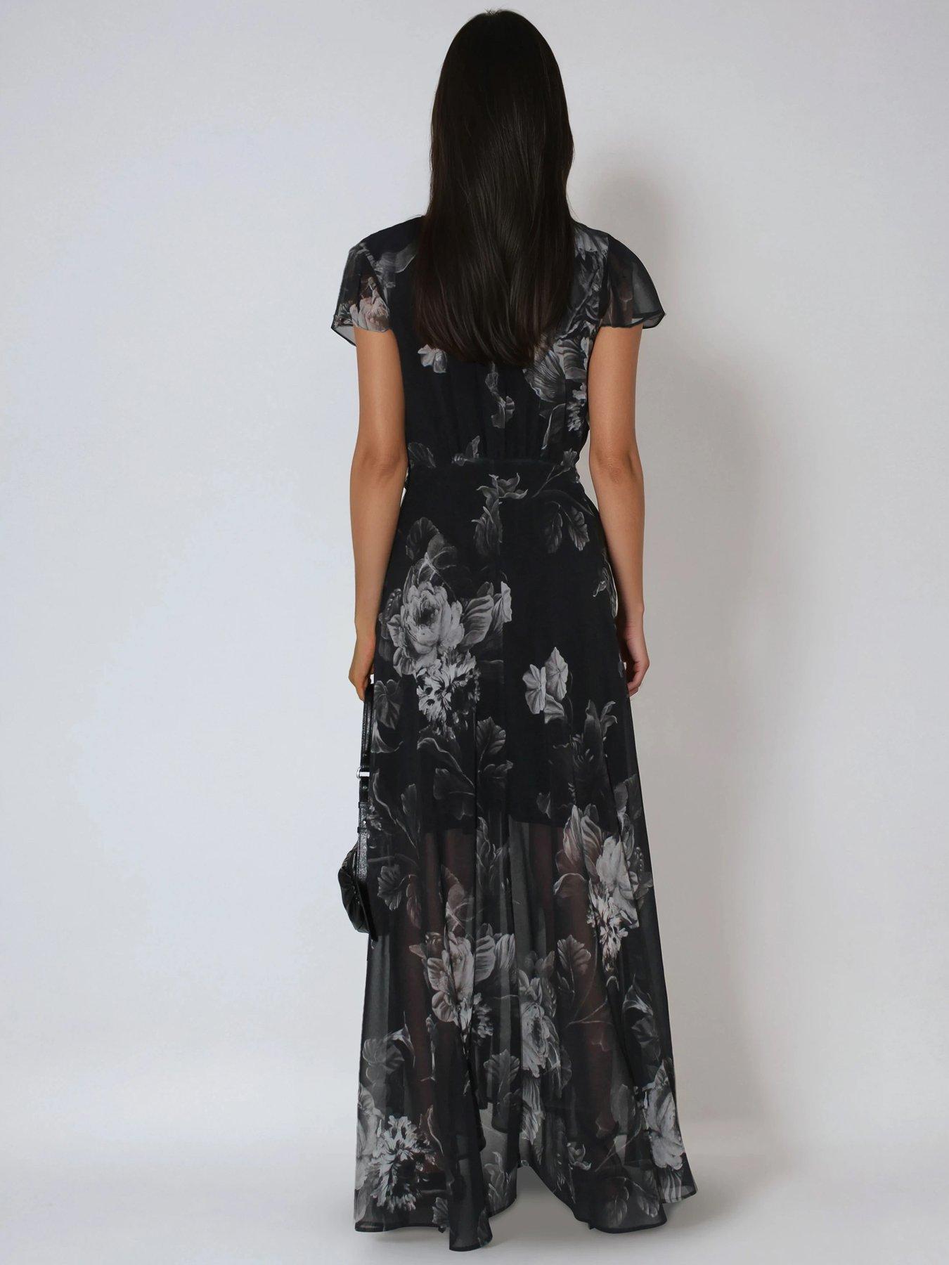 Image 2 of 5 of Religion Indium Maxi Tea Dress With Feminine Button Detail In Vintage Nude Floral On Washed Black - Black