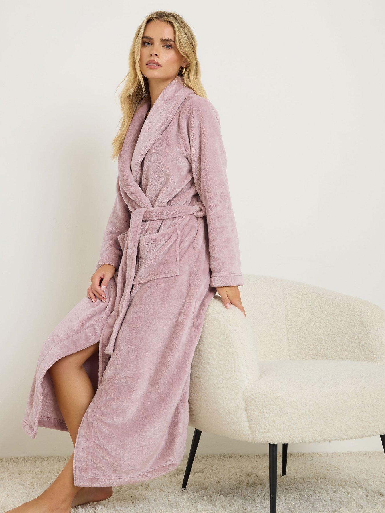 Image 3 of 4 of PixieGirl Petite Super Luxe Shawl Maxi Robe - Pink