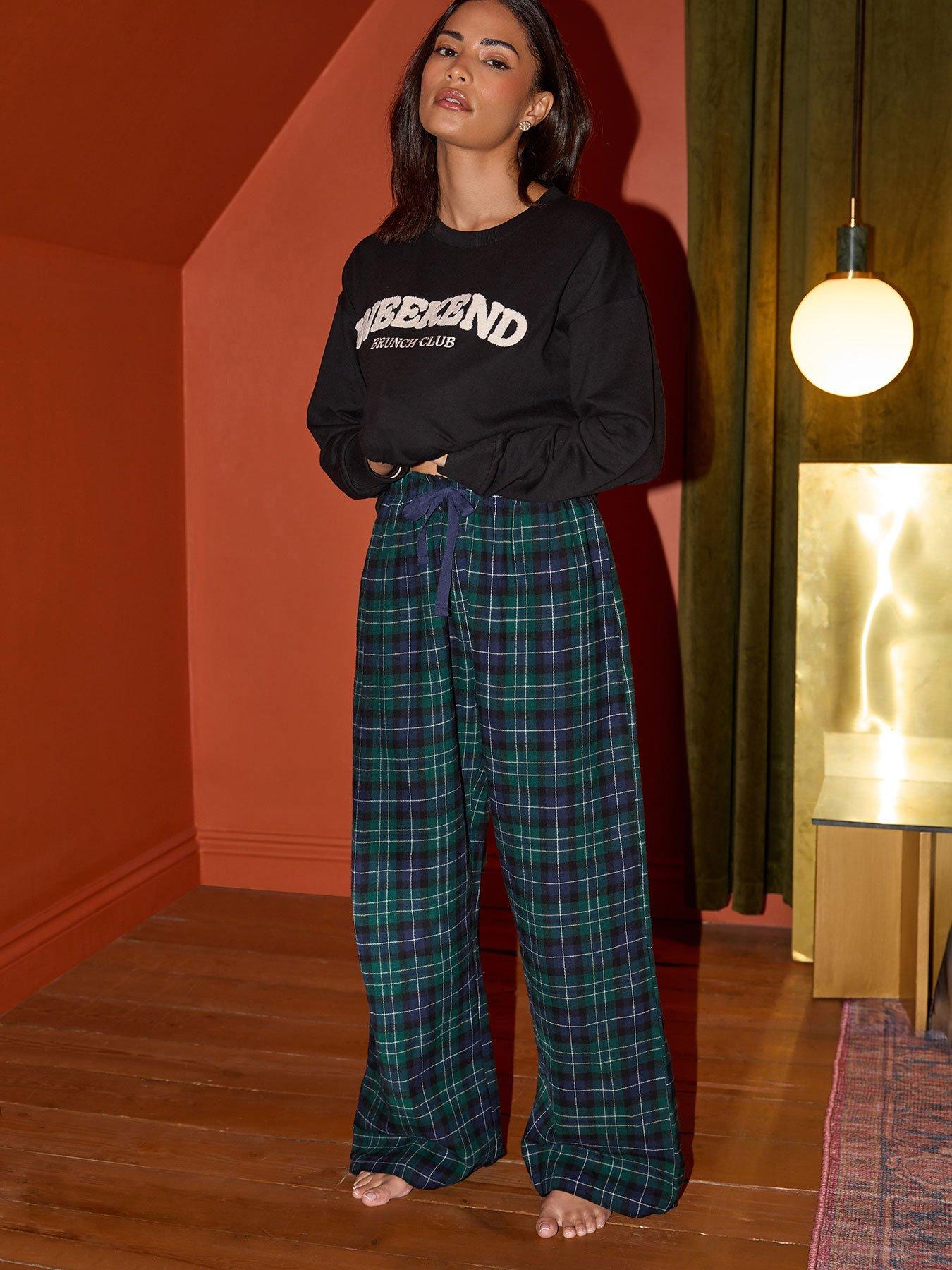 Image 1 of 6 of PixieGirl Petite Check Pyjama Pants - Blue