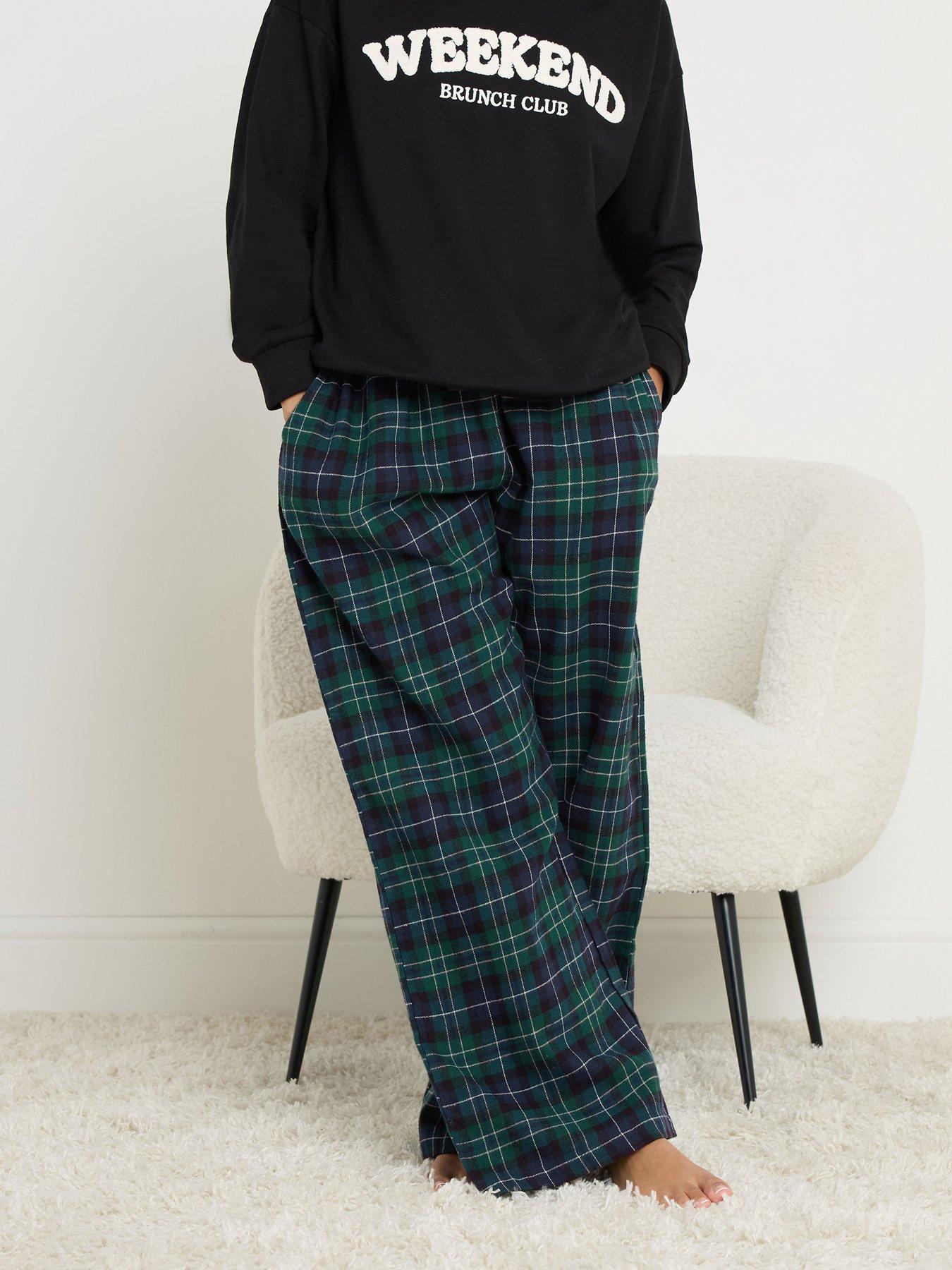 Image 4 of 6 of PixieGirl Petite Check Pyjama Pants - Blue