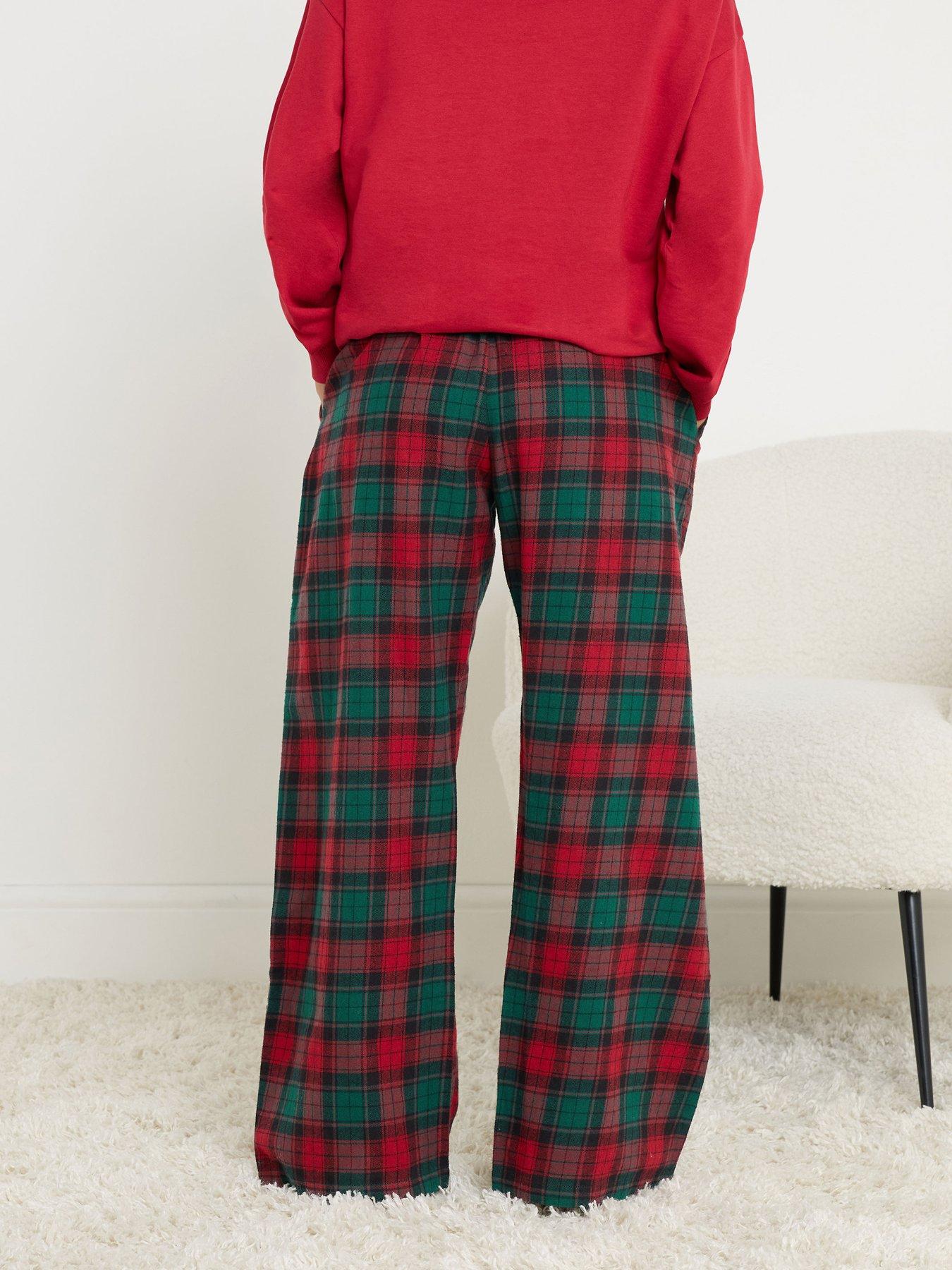 pixiegirl-petite-check-pyjama-pants-redstillFront