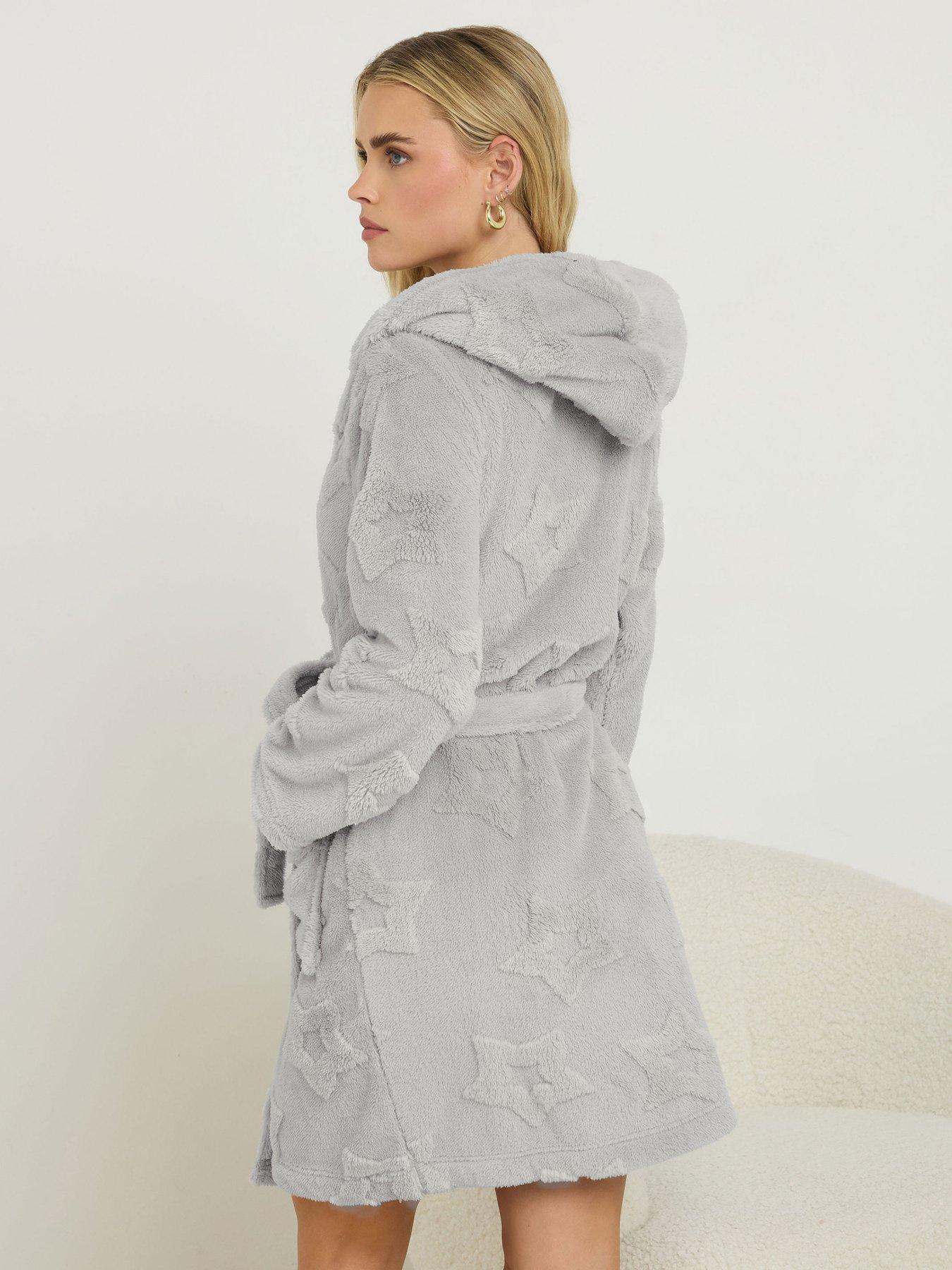 Image 2 of 4 of PixieGirl Petite Star Short Hooded Robe - Grey