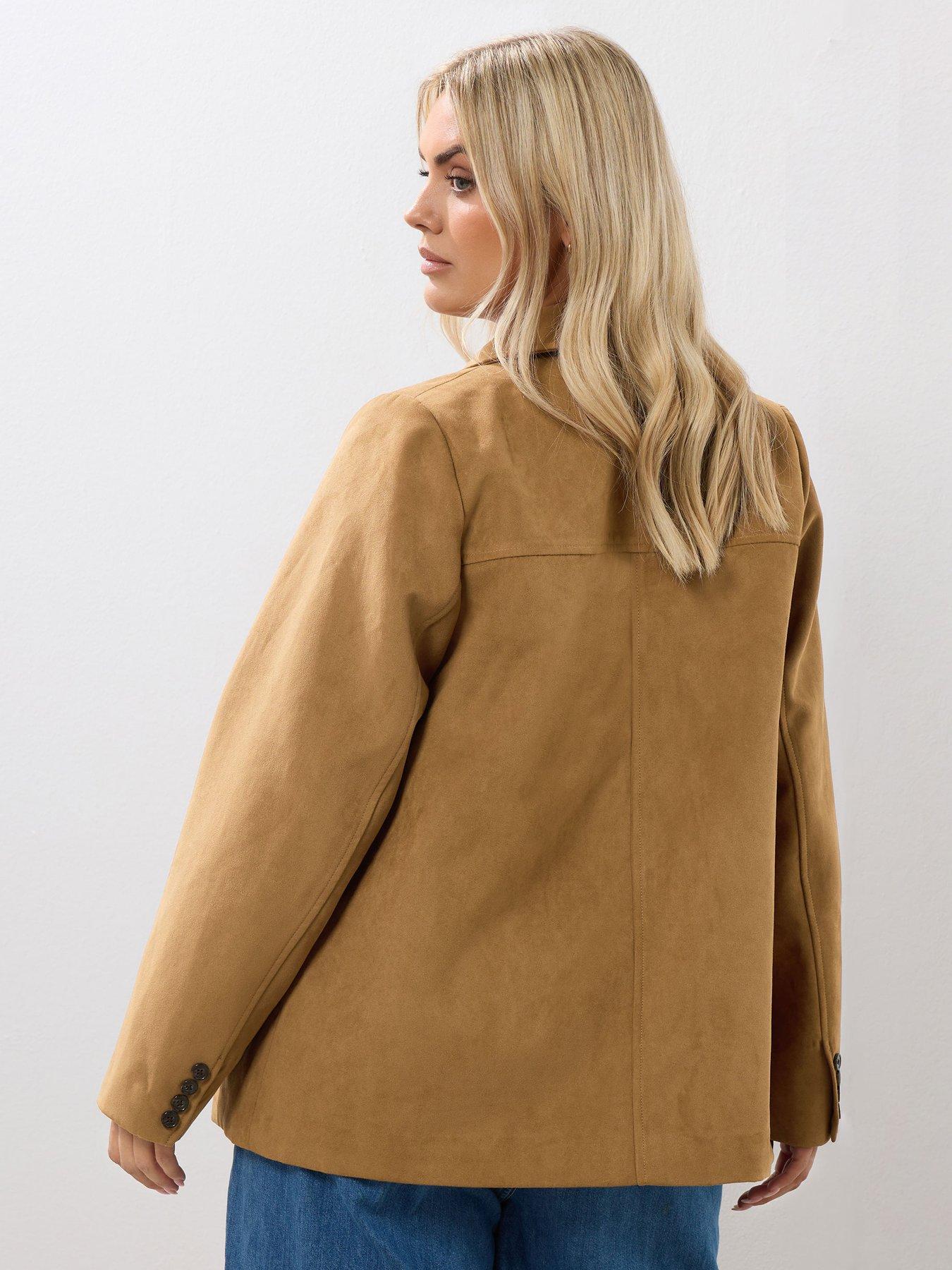 yours-curve-suedette-blazer-brownstillFront