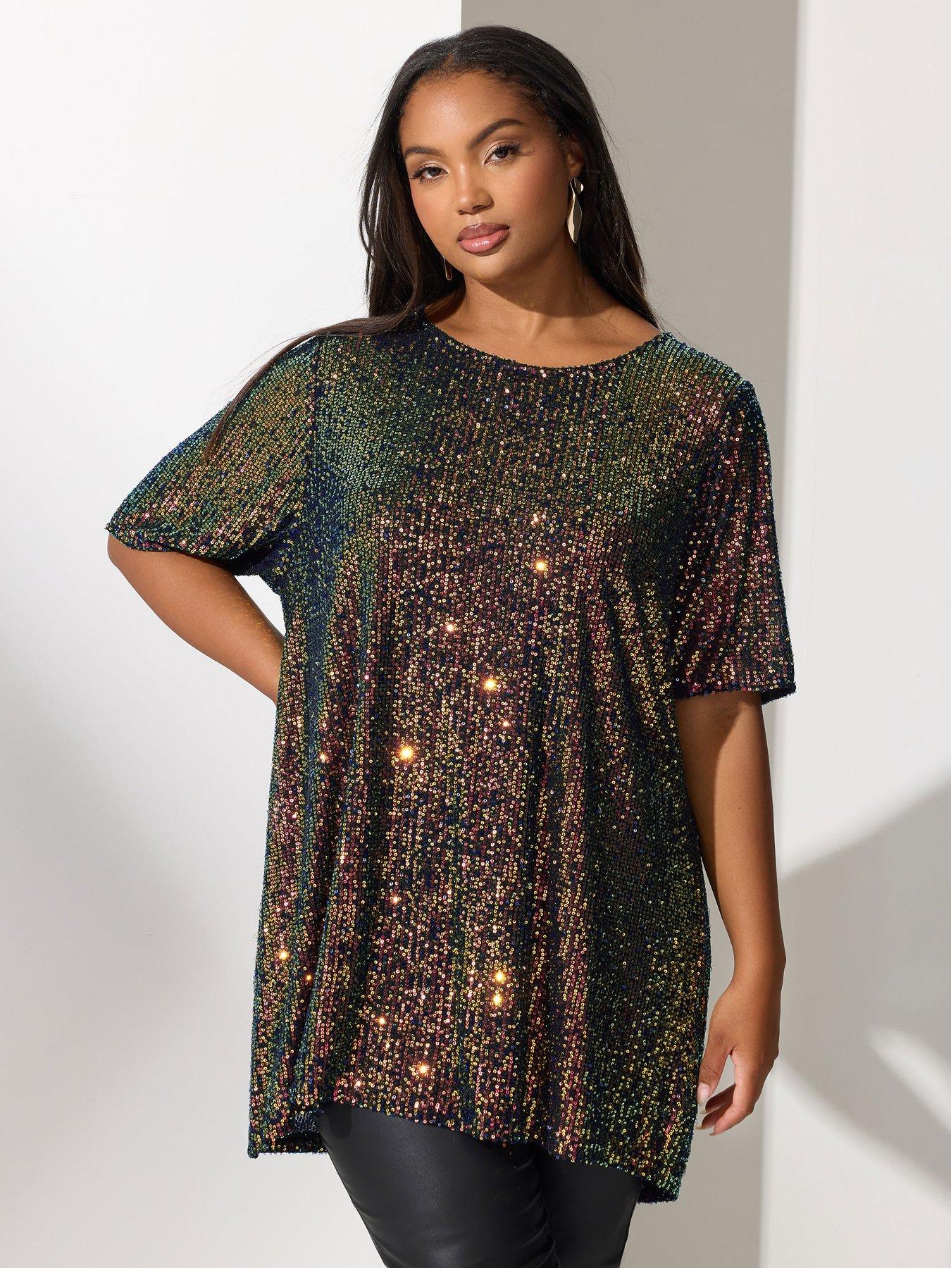 yours-curve-multi-sequin-t-shirt-black