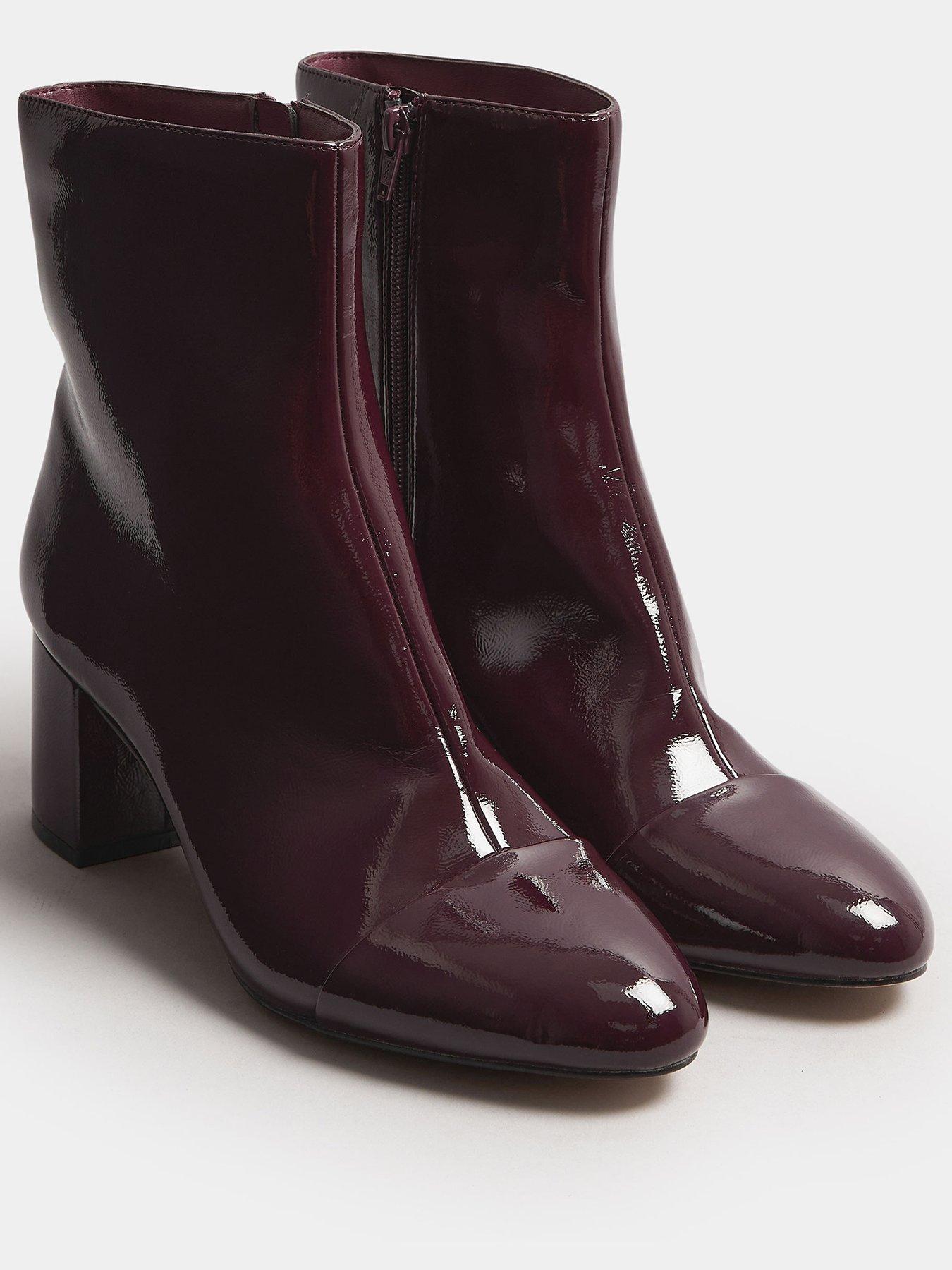 Image 2 of 4 of Yours Patent Block Heel Boot - Red