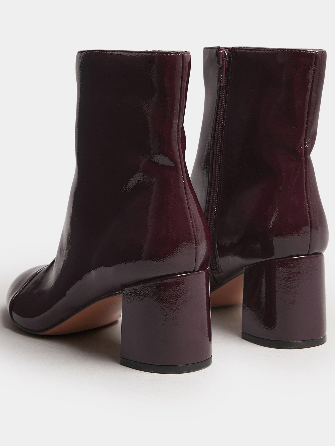Image 3 of 4 of Yours Patent Block Heel Boot - Red