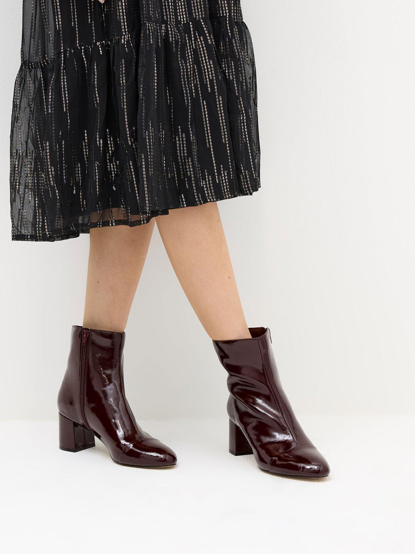 Image 4 of 4 of Yours Patent Block Heel Boot - Red