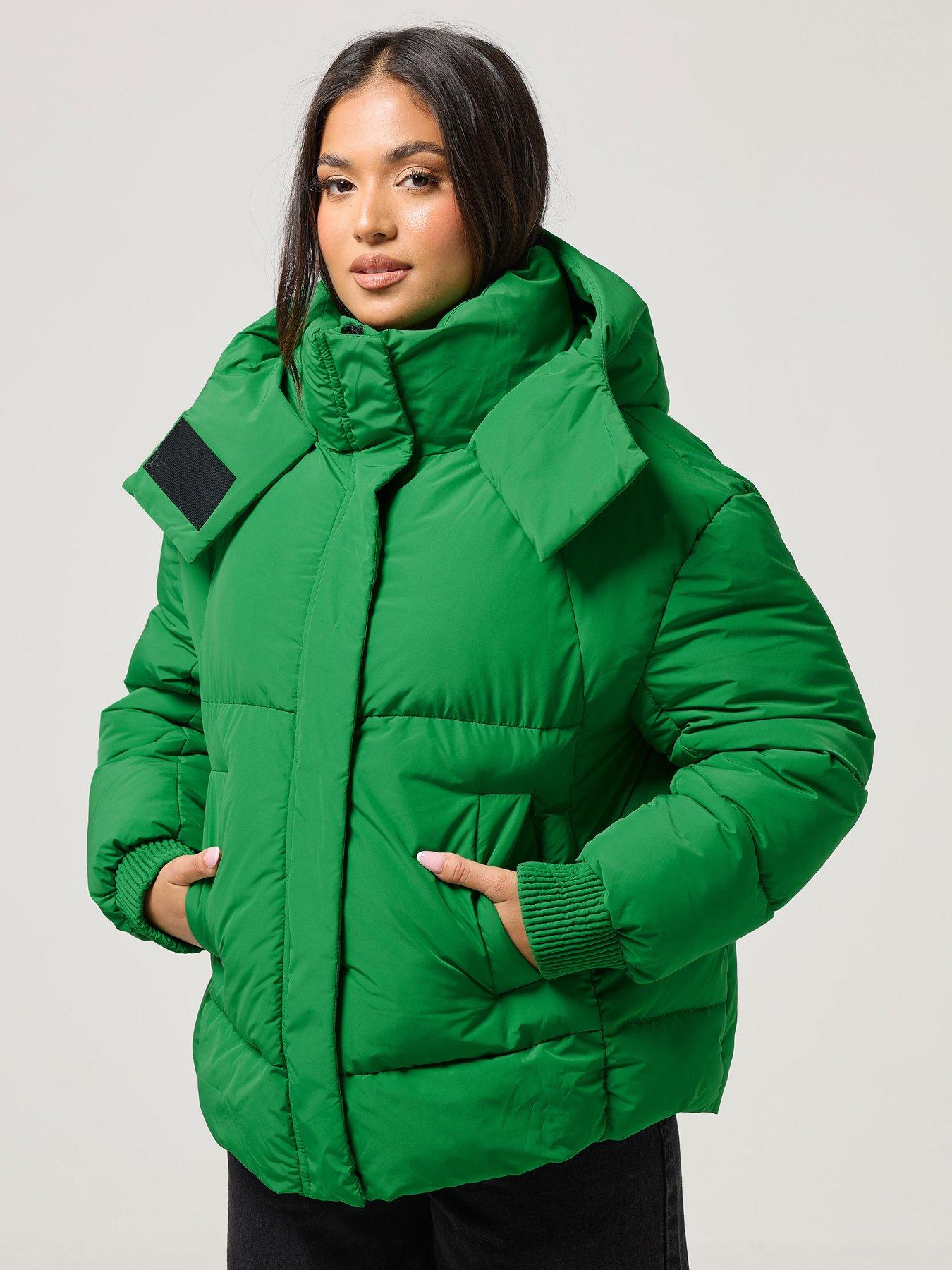PixieGirl Petite Short Padded Hooded Jacket - Green