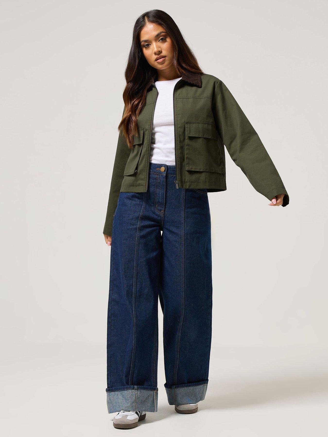 pixiegirl-petite-contrast-cord-collar-barn-jacket-greenback