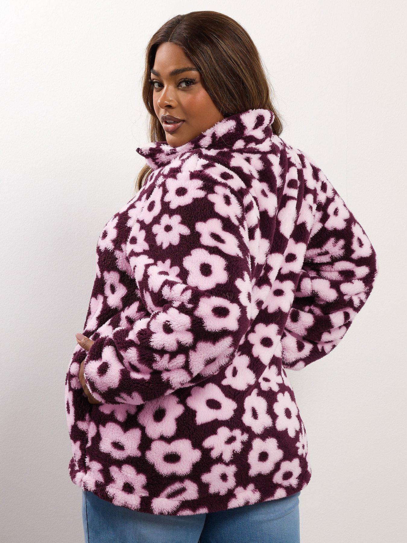 yours-curve-zip-thru-feather-fleece-brownstillFront