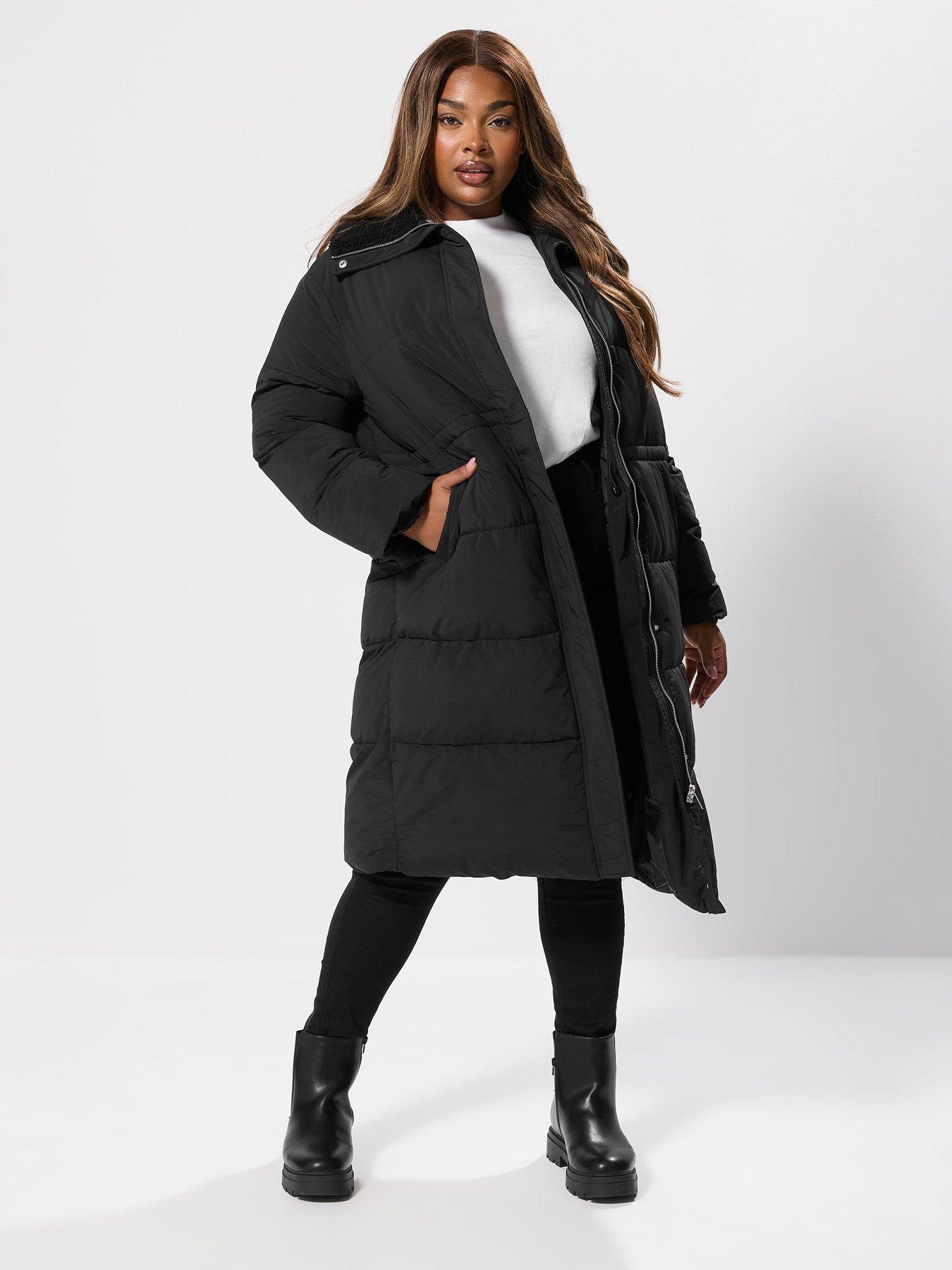 yours-curve-funnel-neck-midi-coat-black
