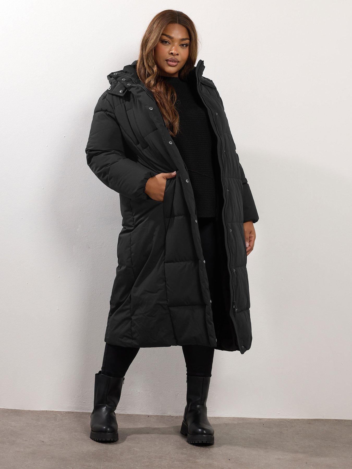 Yours Curve Midaxi Padded Coat - Black