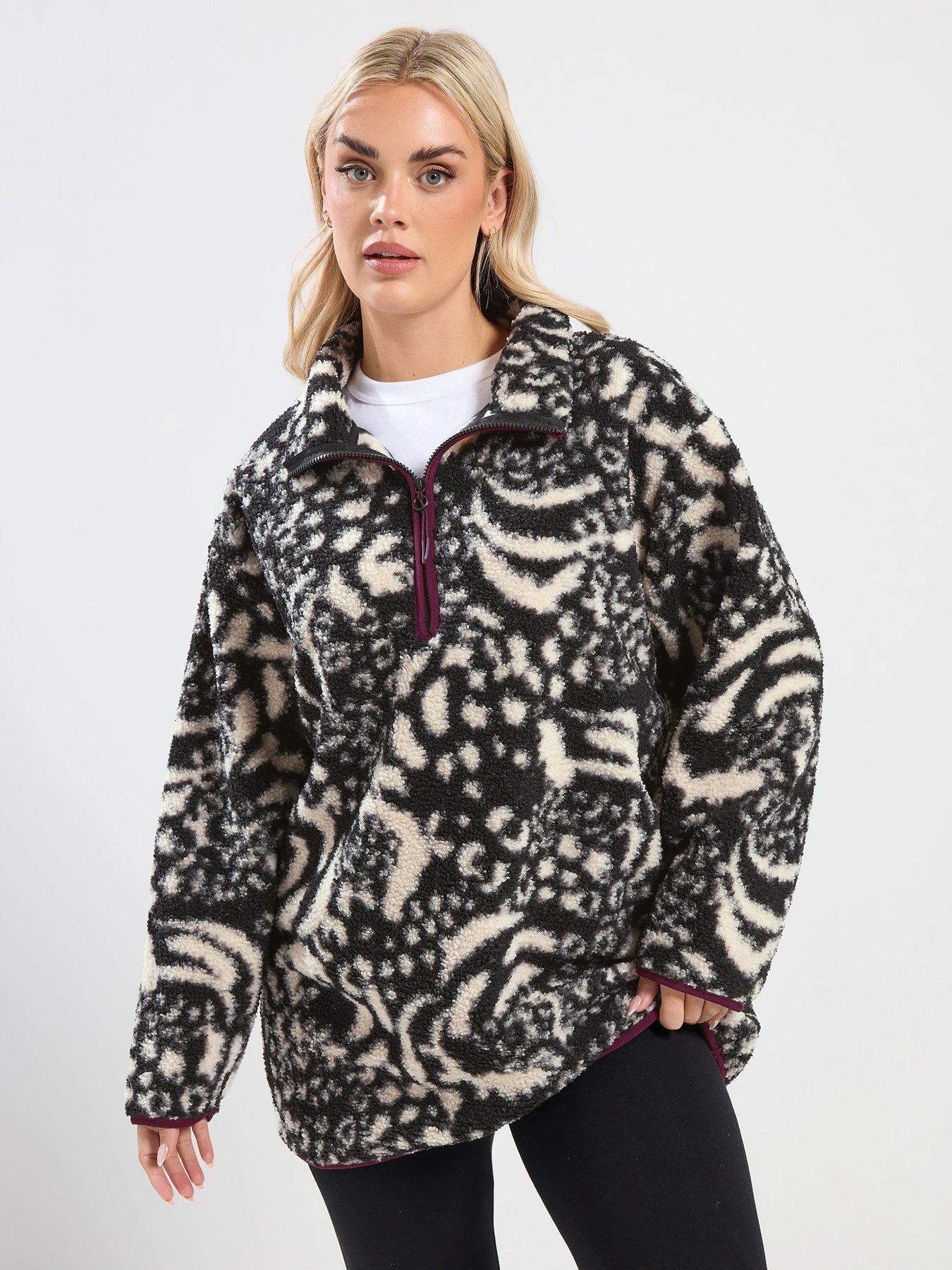 yours-curve-half-zip-mini-borg-fleece-black