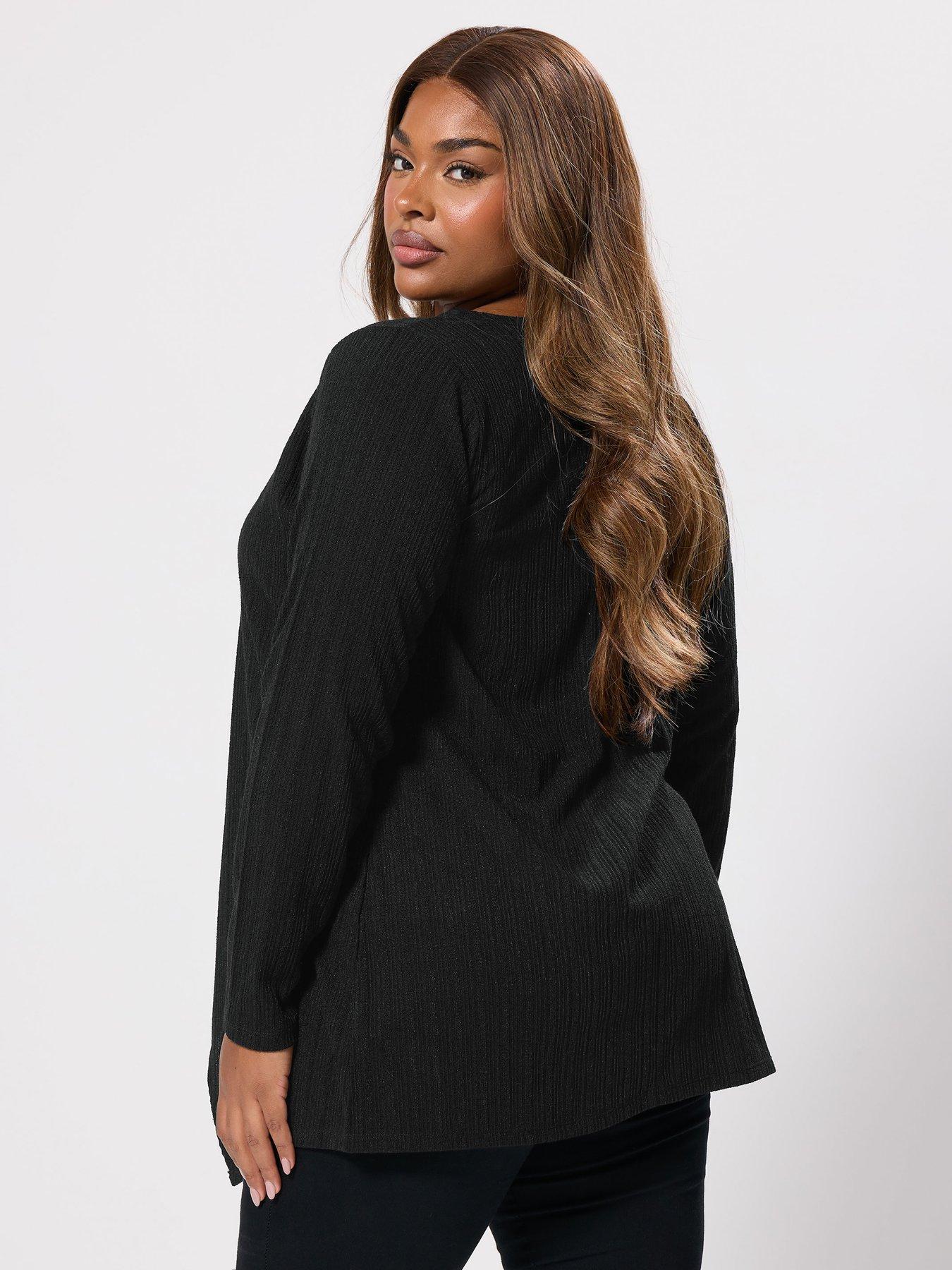 Image 2 of 4 of Yours Curve Waterfall Cardigan - Black