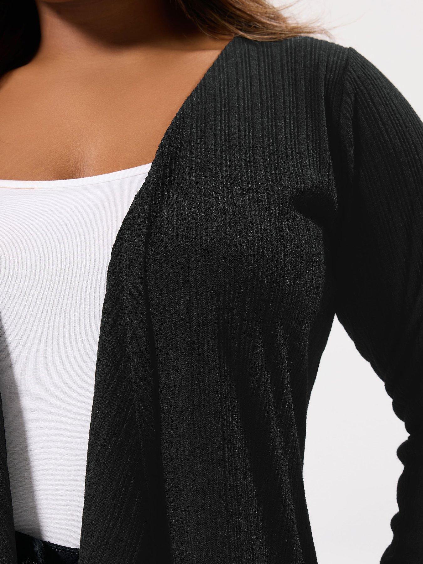 Image 4 of 4 of Yours Curve Waterfall Cardigan - Black