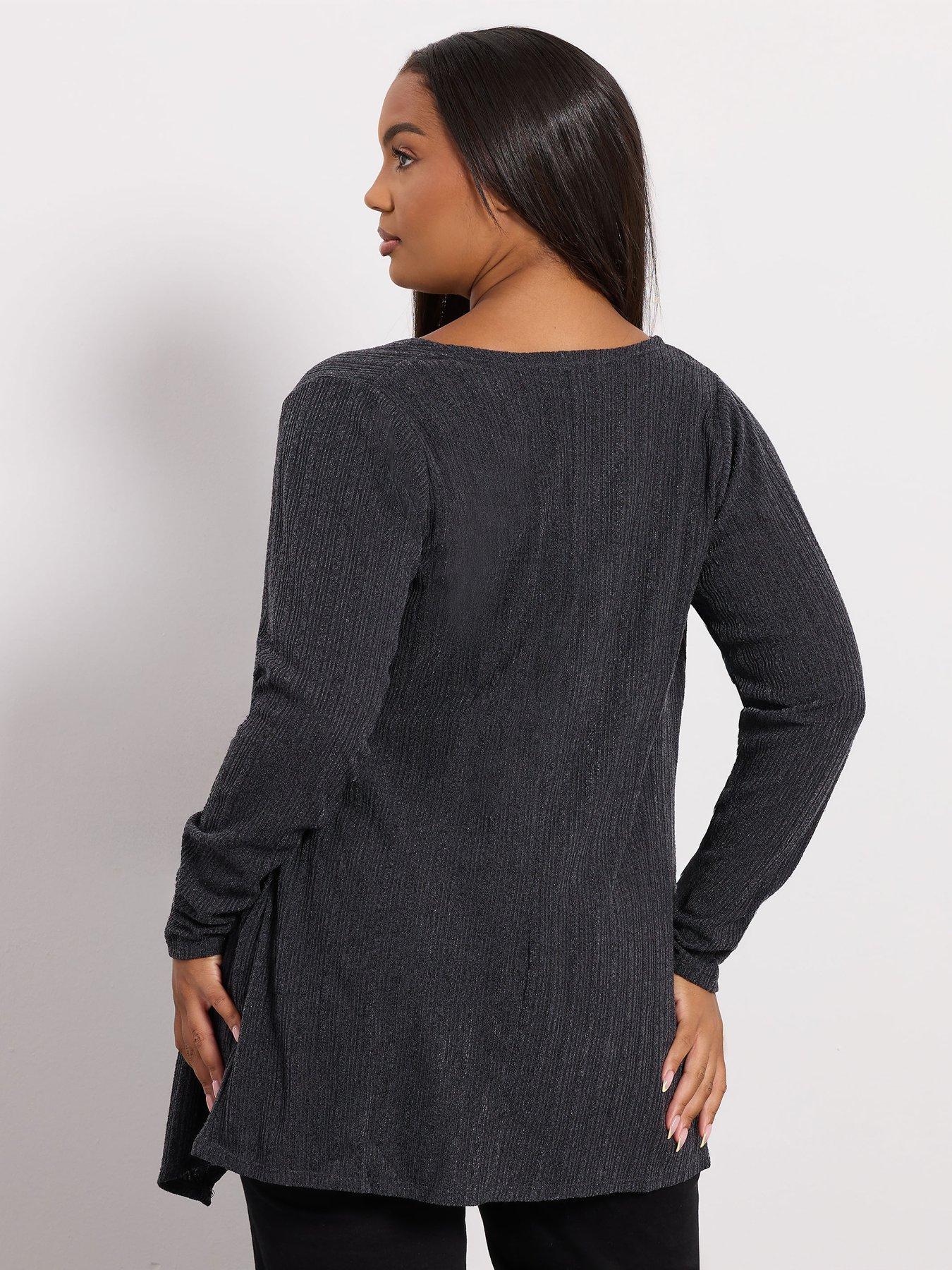 Image 2 of 4 of Yours Curve Waterfall Cardigan - Grey