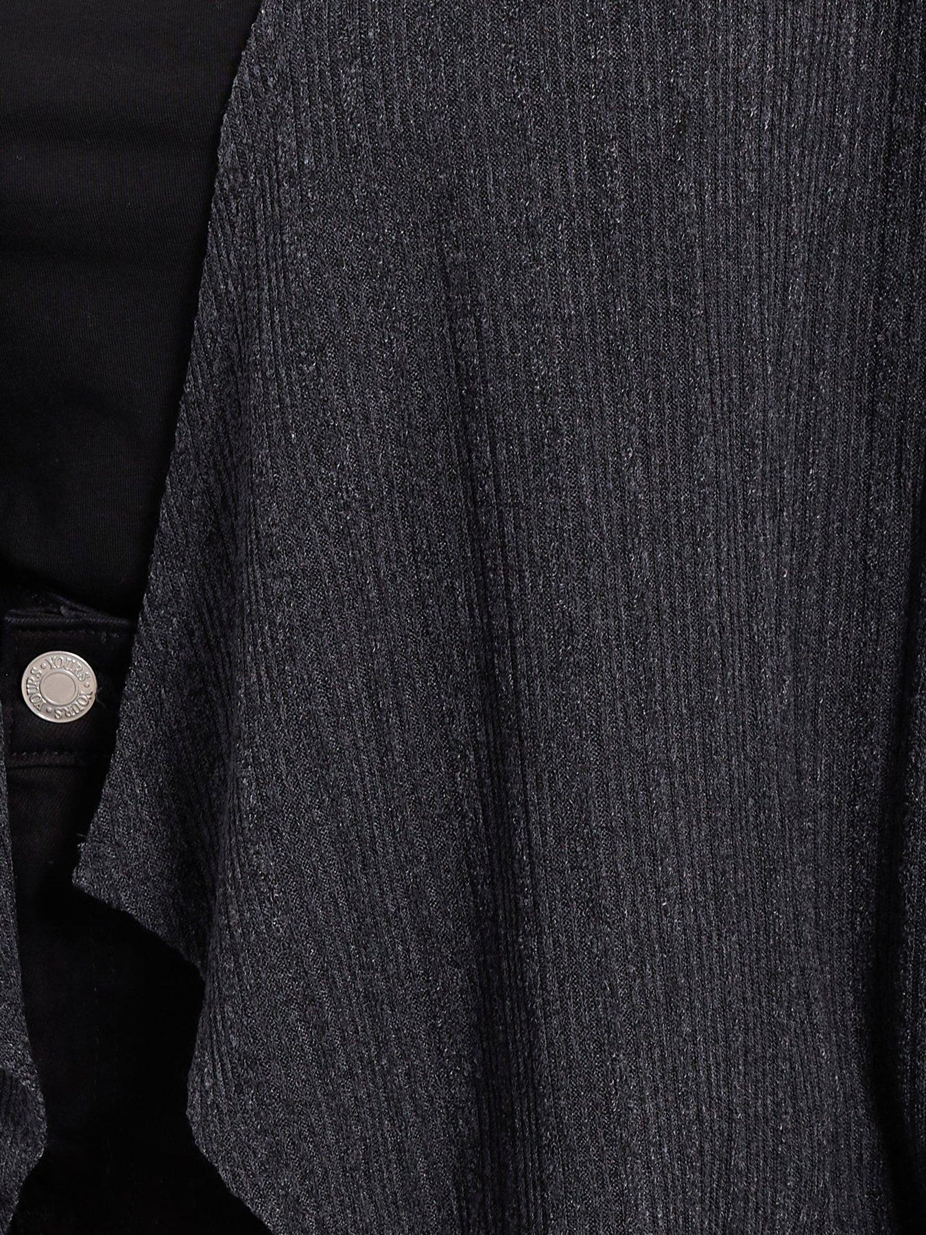 Image 4 of 4 of Yours Curve Waterfall Cardigan - Grey