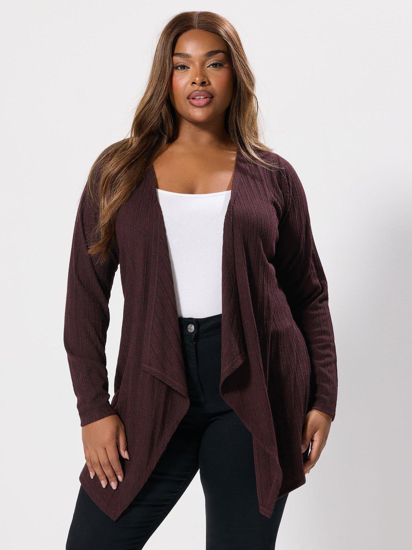 Yours Curve Waterfall Cardigan - Purple