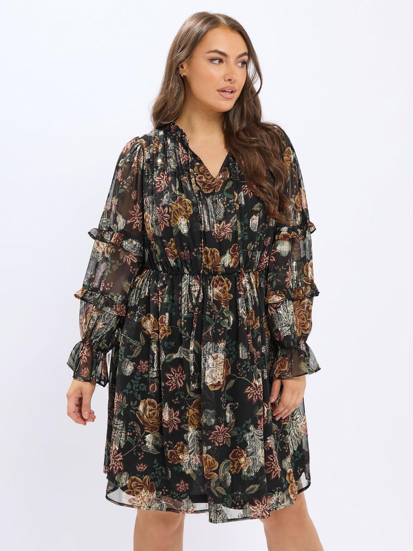 yours-curve-lurex-notch-neck-dress-blackoutfit