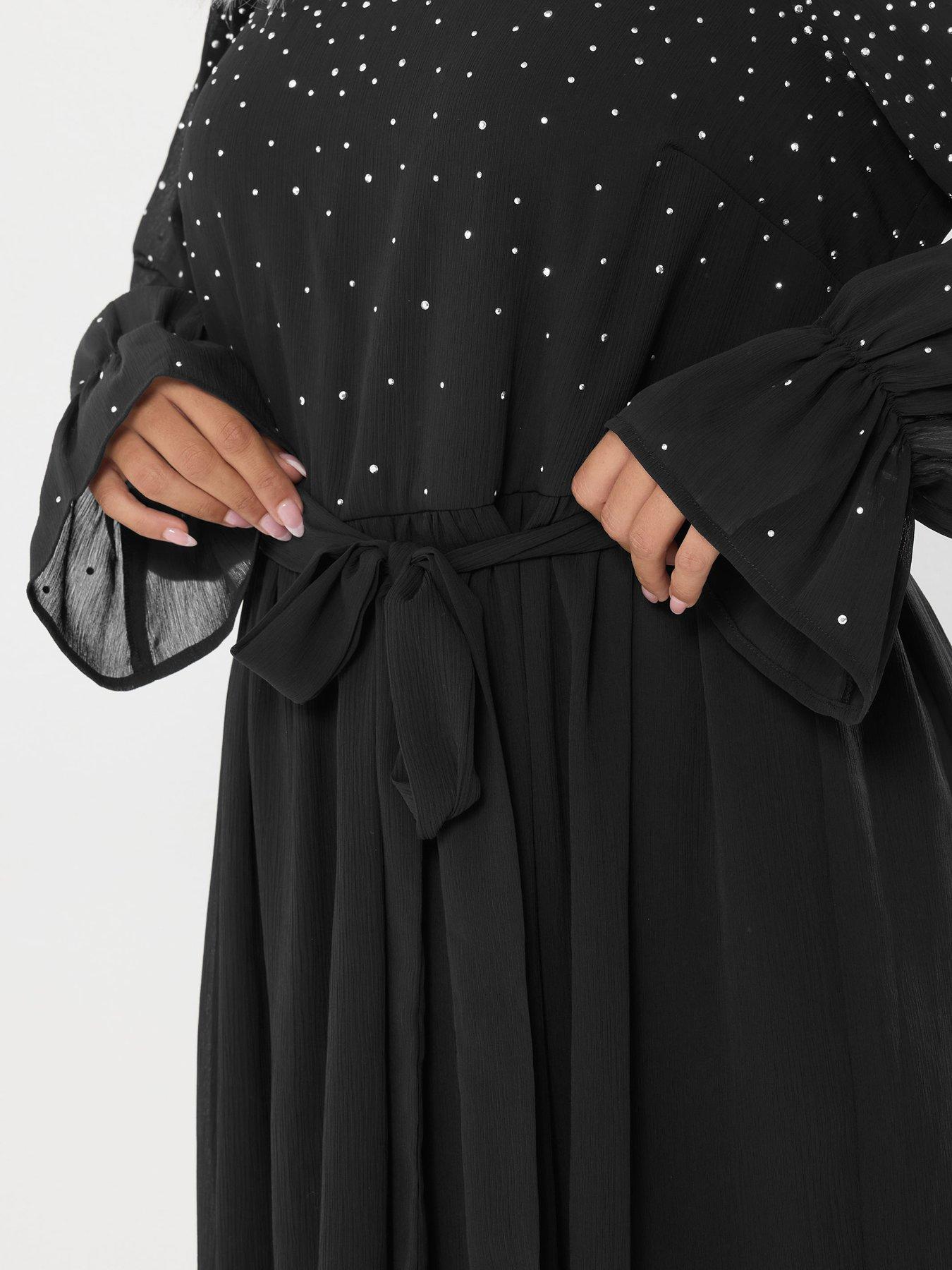 yours-curve-diamante-trickle-dress-blackoutfit