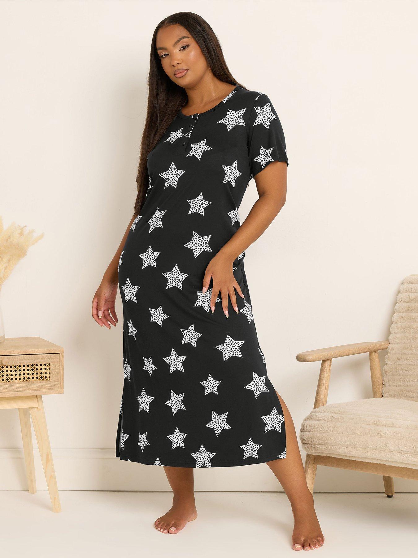 yours-curve-soft-touch-placket-nightdress-black