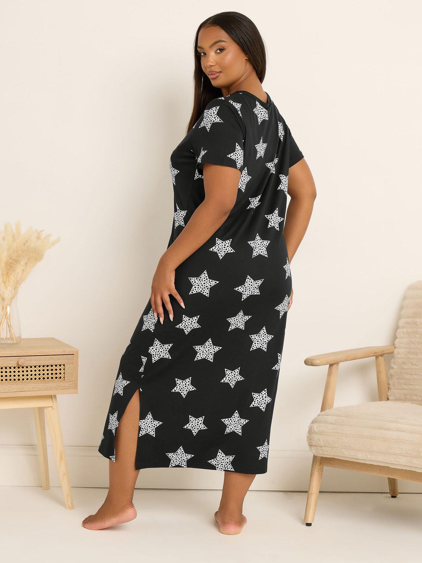 yours-curve-soft-touch-placket-nightdress-blackstillFront