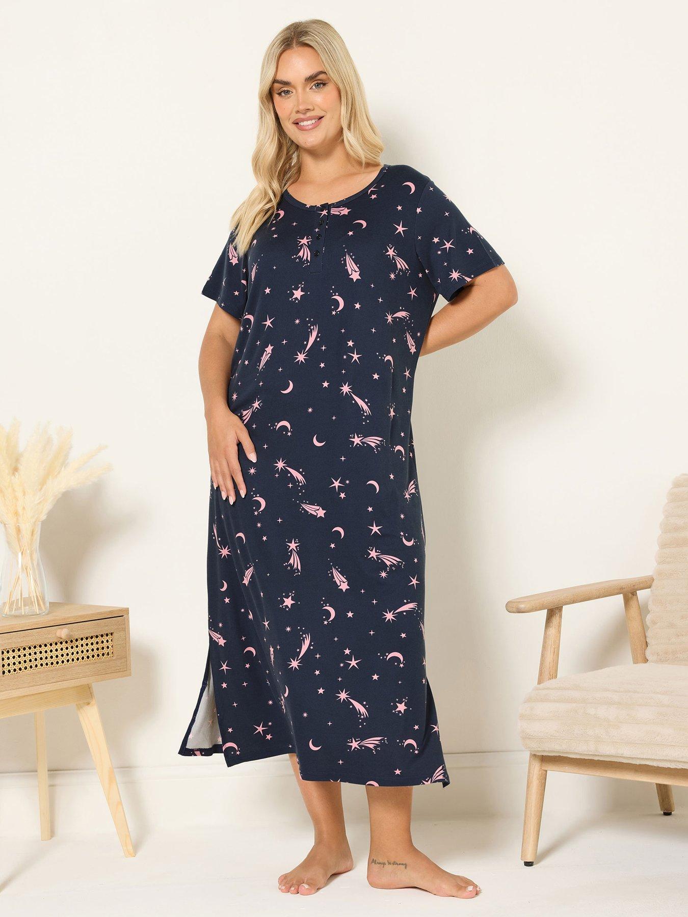Yours Curve Soft Touch Midaxi Nightdress - Blue