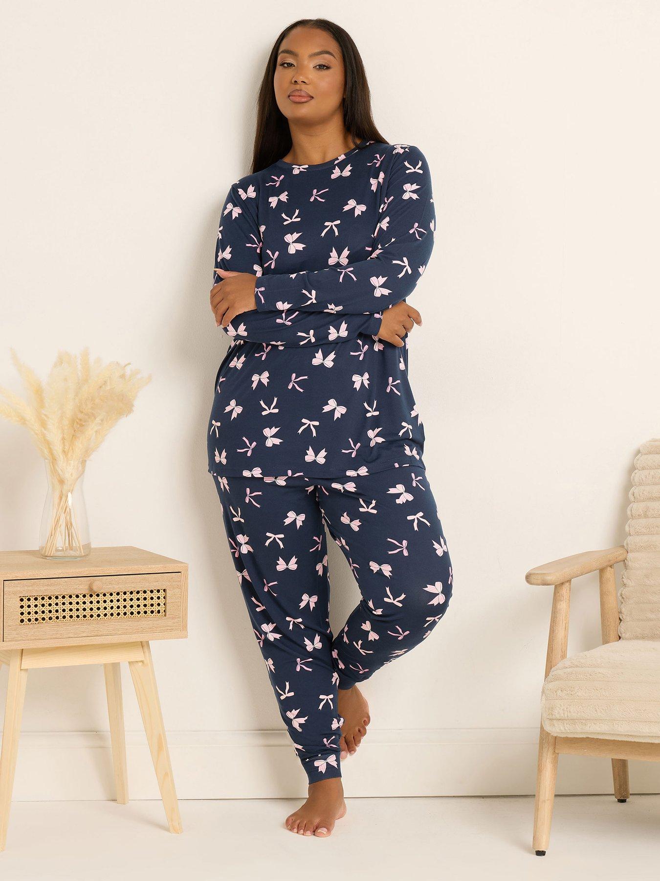 Yours Curve Soft Touch Long Sleeve Pj Set - Blue