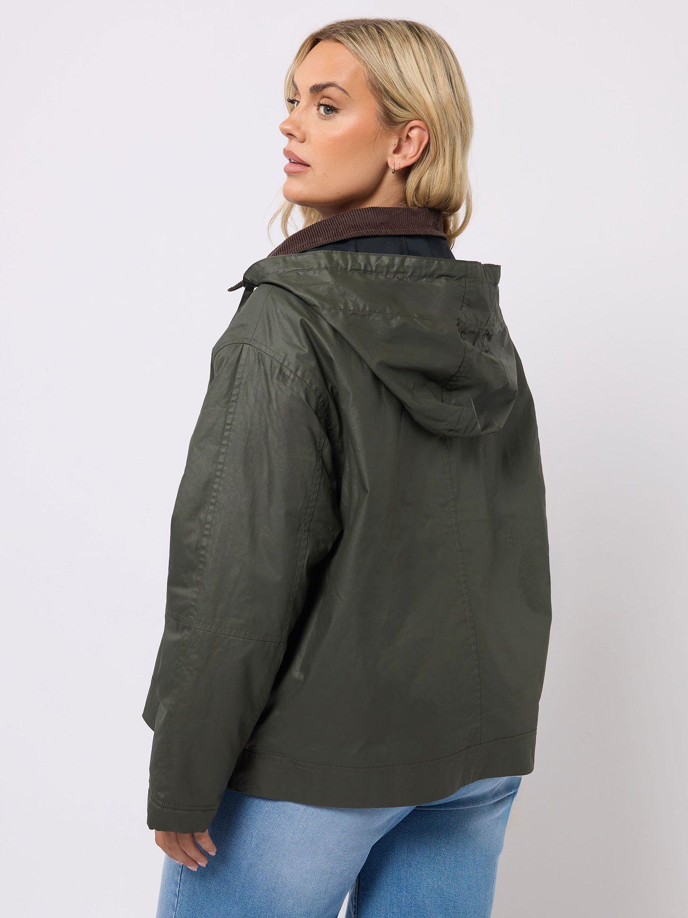 yours-curve-waxy-parka-jacket-greenstillFront