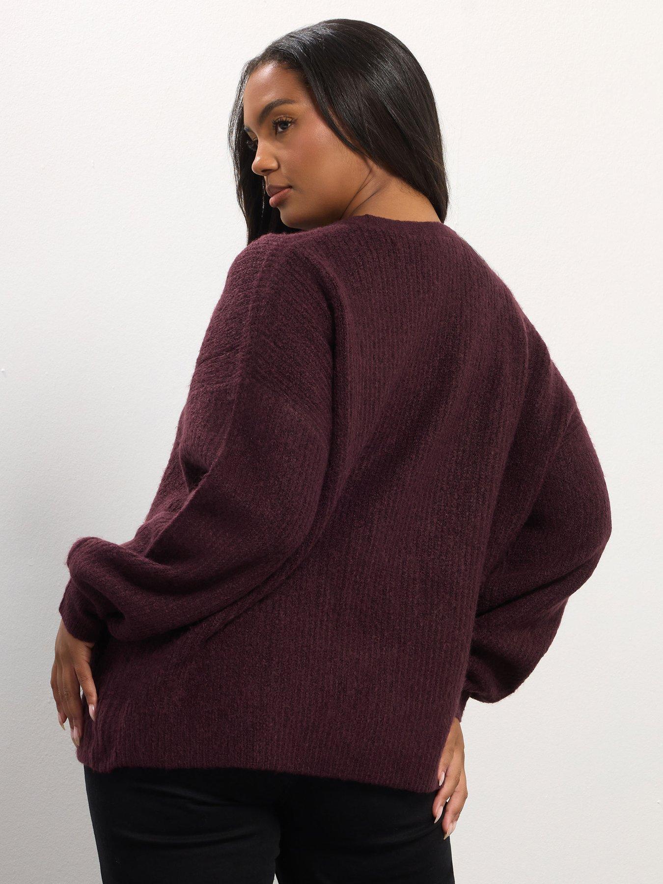 Image 2 of 4 of Yours Curve Double Tie Cardigan - Purple