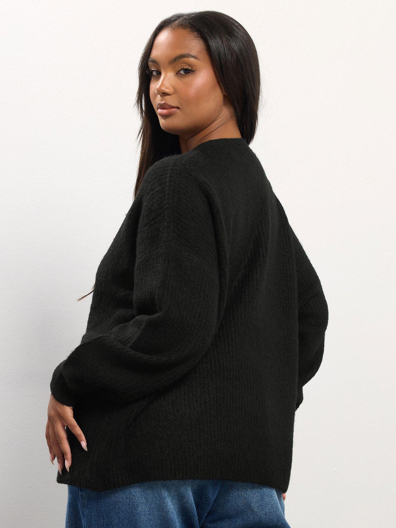 Image 2 of 4 of Yours Curve Double Tie Cardigan - Black