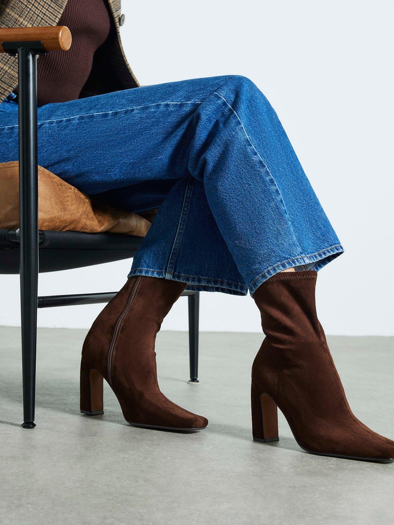 river-island-square-heel-stretch-boot-brown